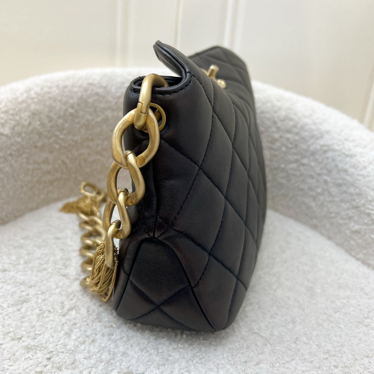 Chanel Hobo Shoulder bag in Black Lambskin and AGHW