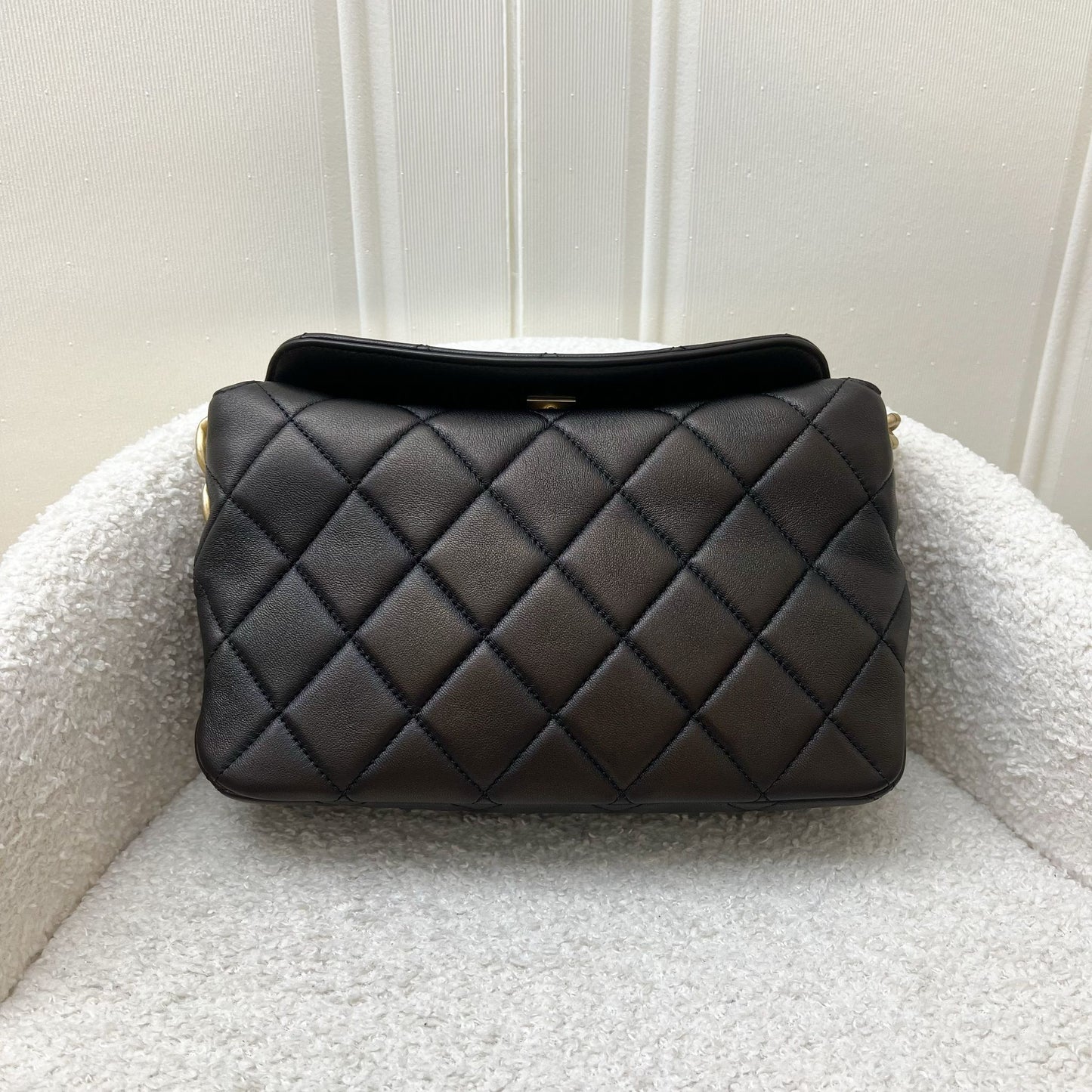 Chanel Hobo Shoulder bag in Black Lambskin and AGHW
