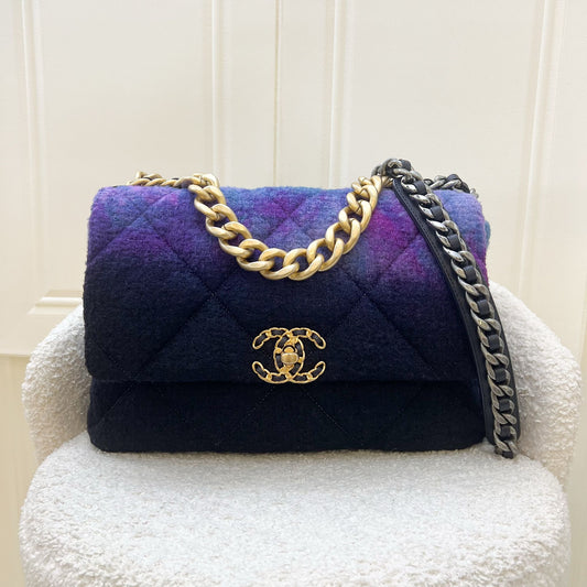 Chanel 19 Medium Flap in Ombre Tweed and 3-tone Hardware Accessory