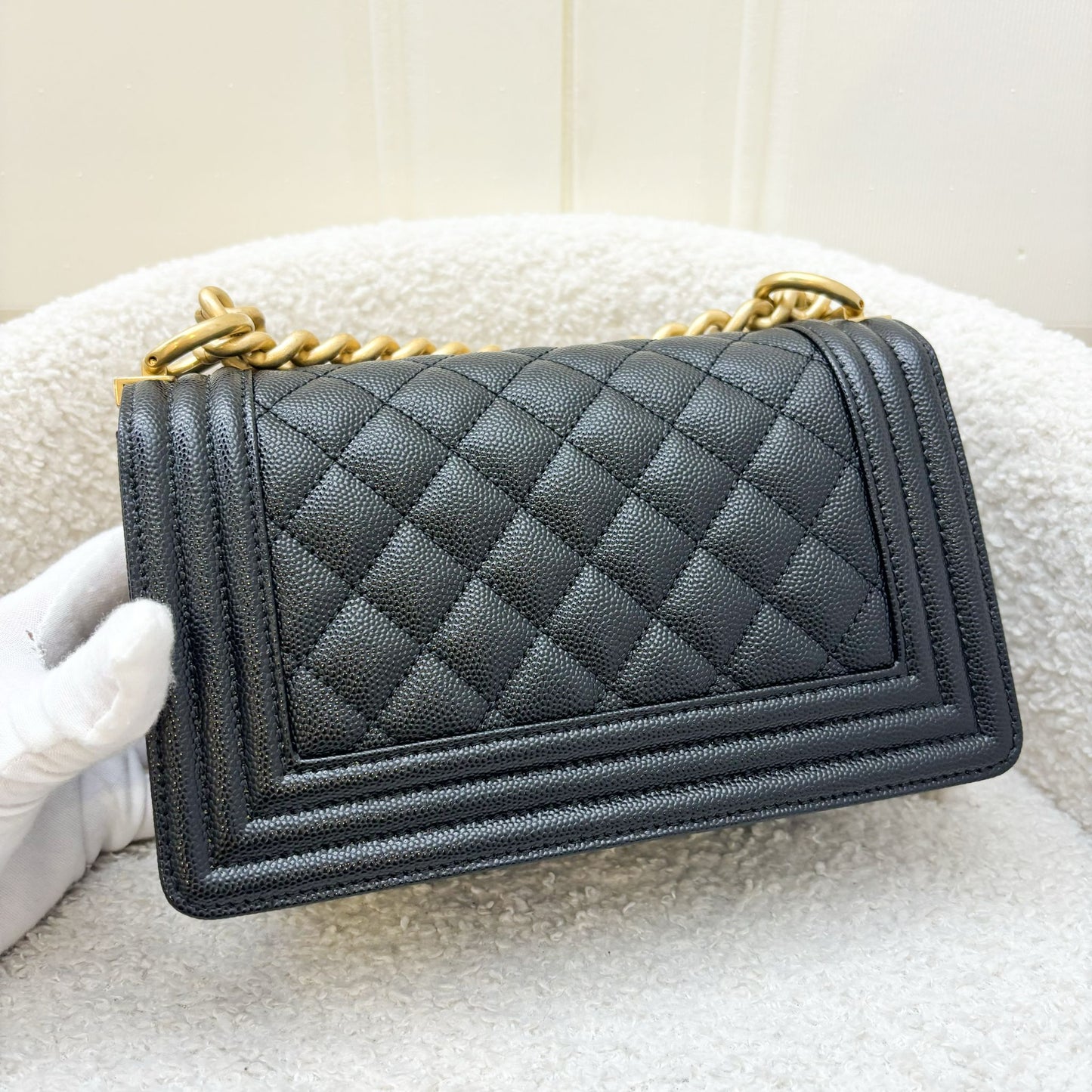 Chanel Small Boy Flap in Black Caviar and AGHW Accessory