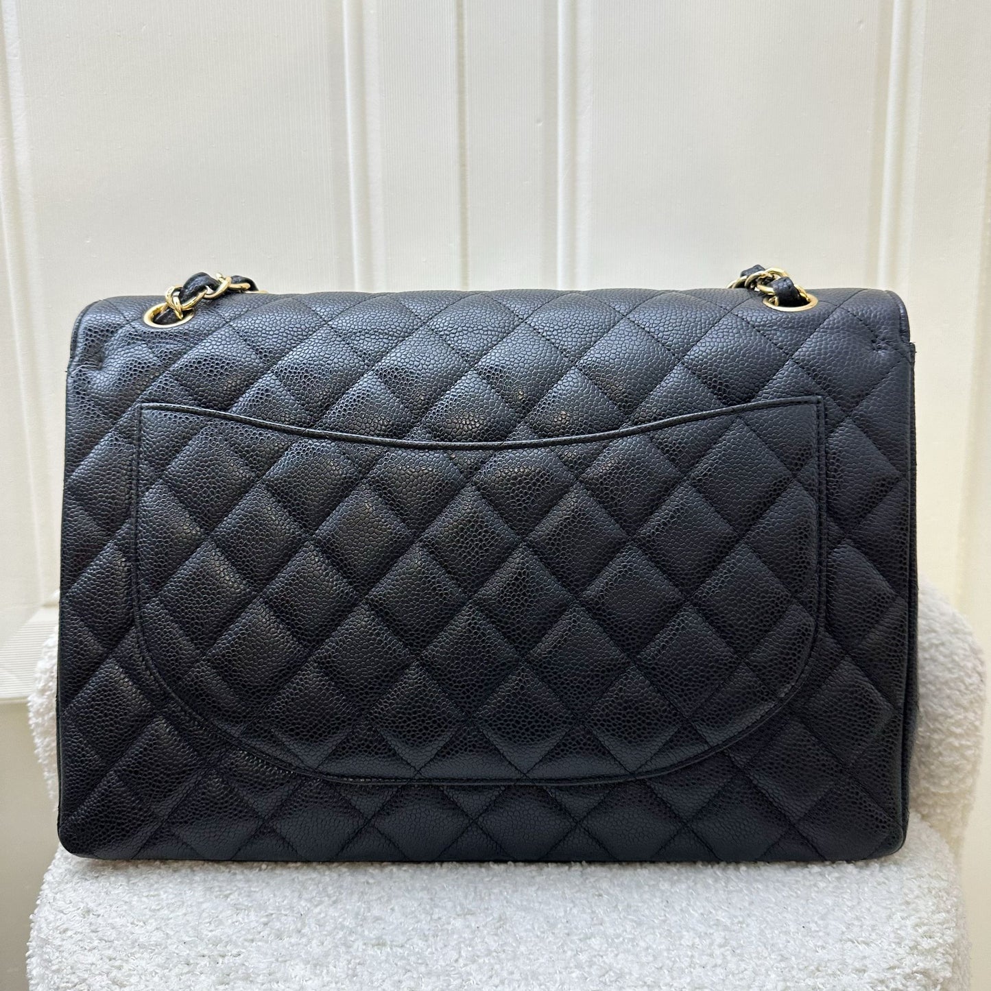 Chanel Maxi Classic Flap DF in Black Caviar and GHW Accessory