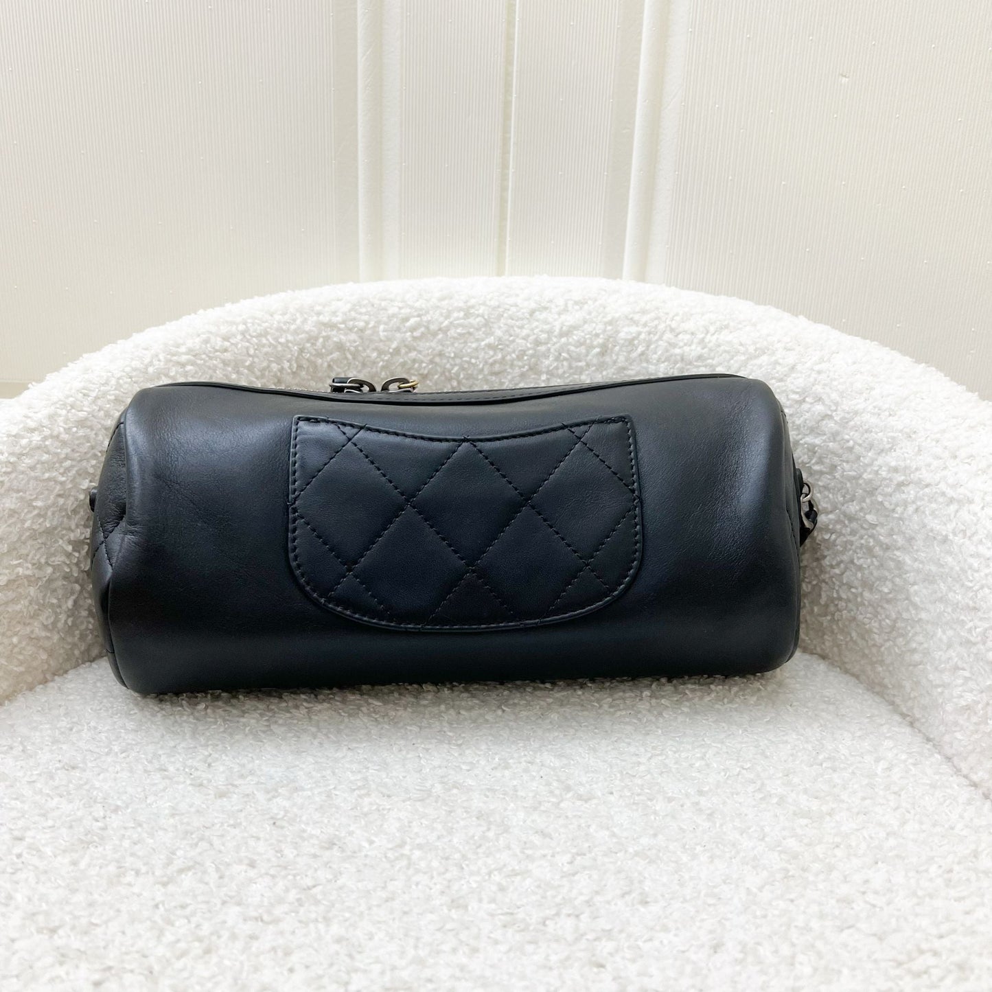 Chanel Seasonal Round Bowling in Black Calfskin and PH and Aged GHW Accessory