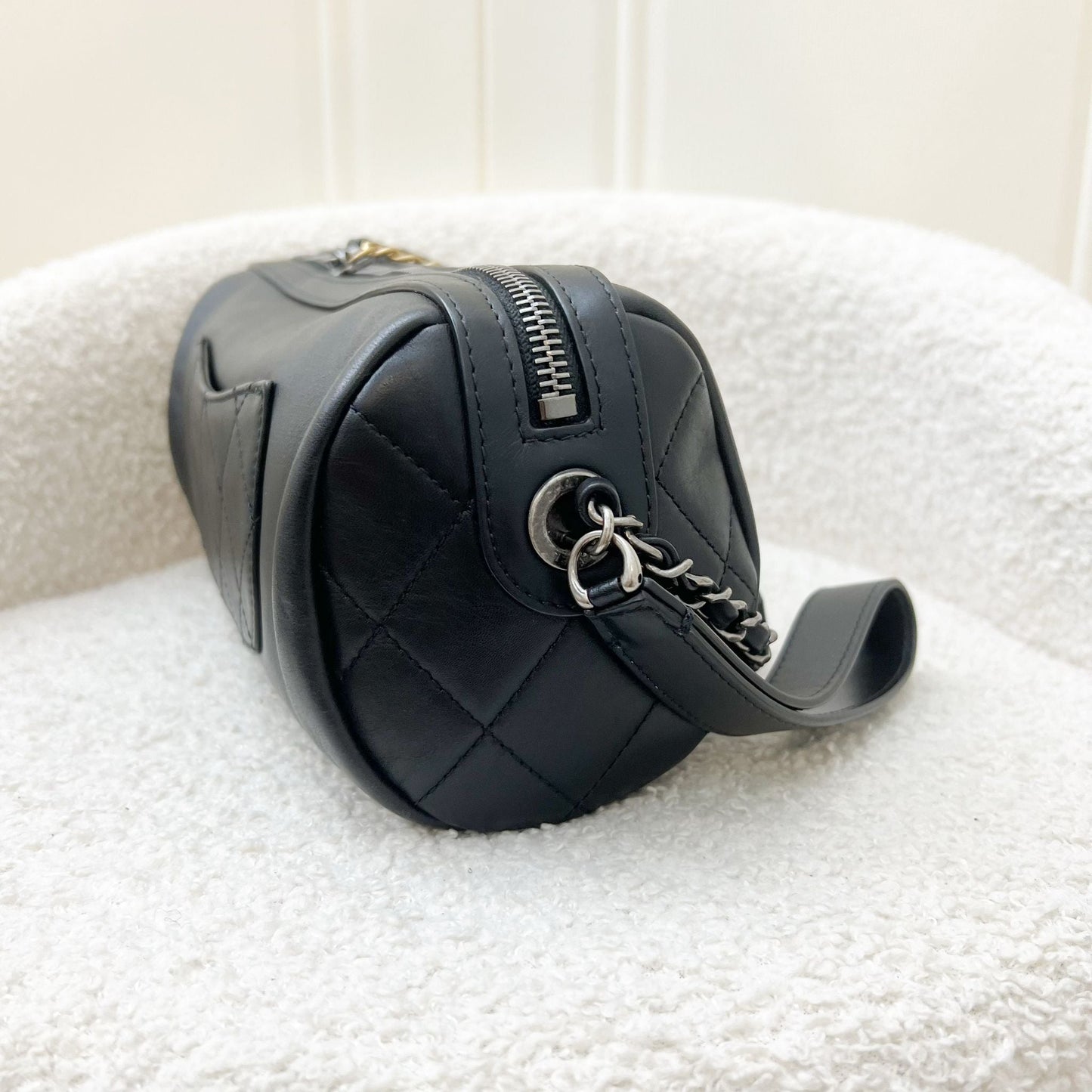 Chanel Seasonal Round Bowling in Black Calfskin and PH and Aged GHW Accessory