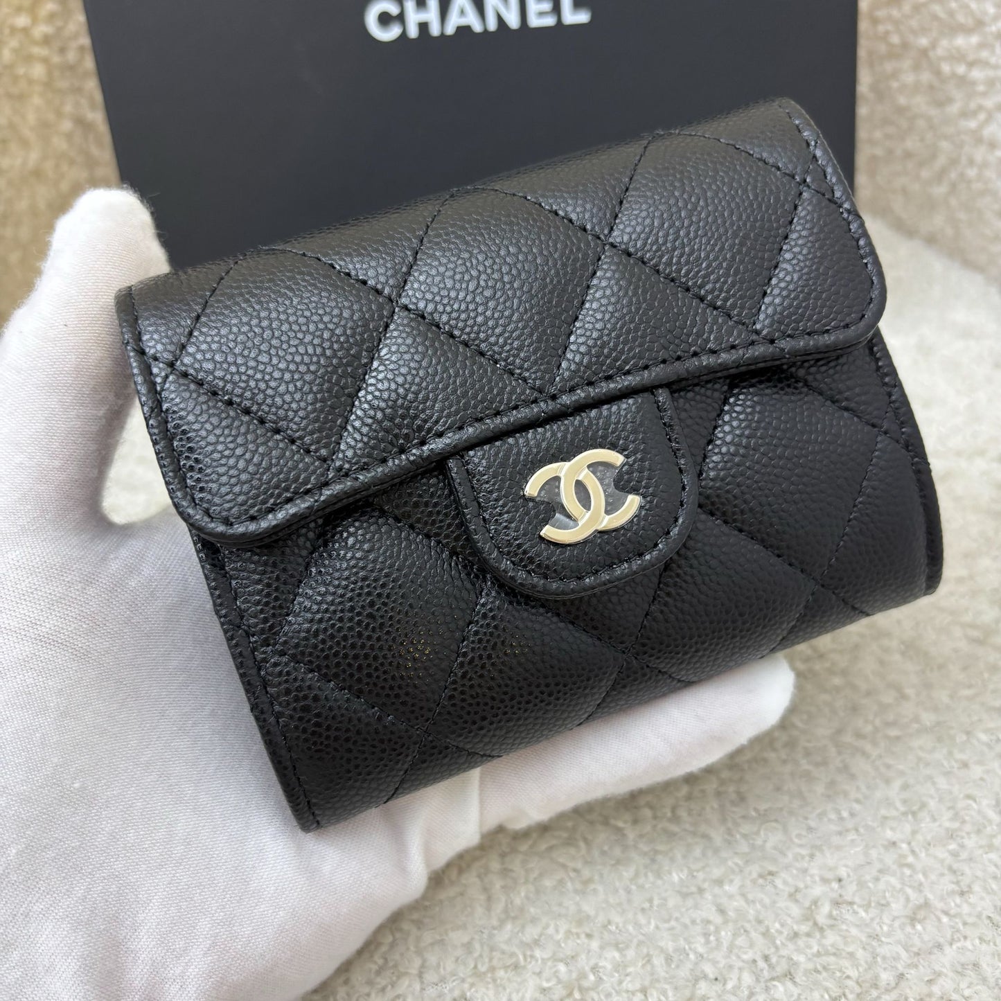 Chanel Classic XL Snap Card Holder in Black Caviar and GHW (Model: )