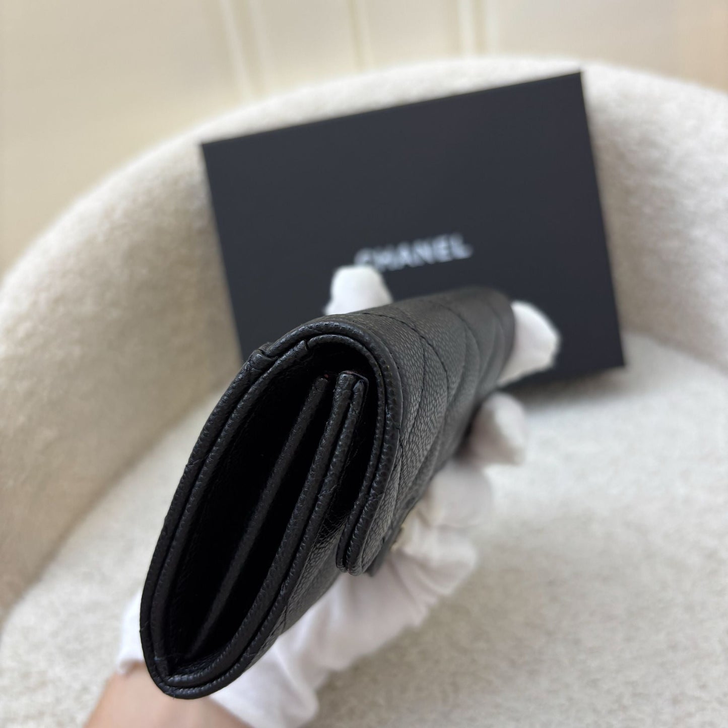 Chanel Classic XL Snap Card Holder in Black Caviar and GHW (Model: )