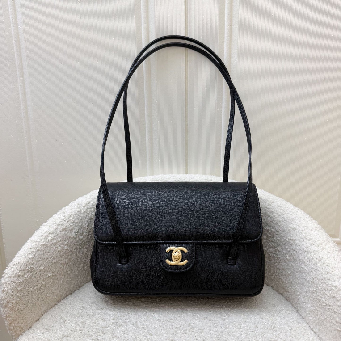 Chanel Preppy Coco Small Flap Bag in Black Caviar and GHW (Model: )