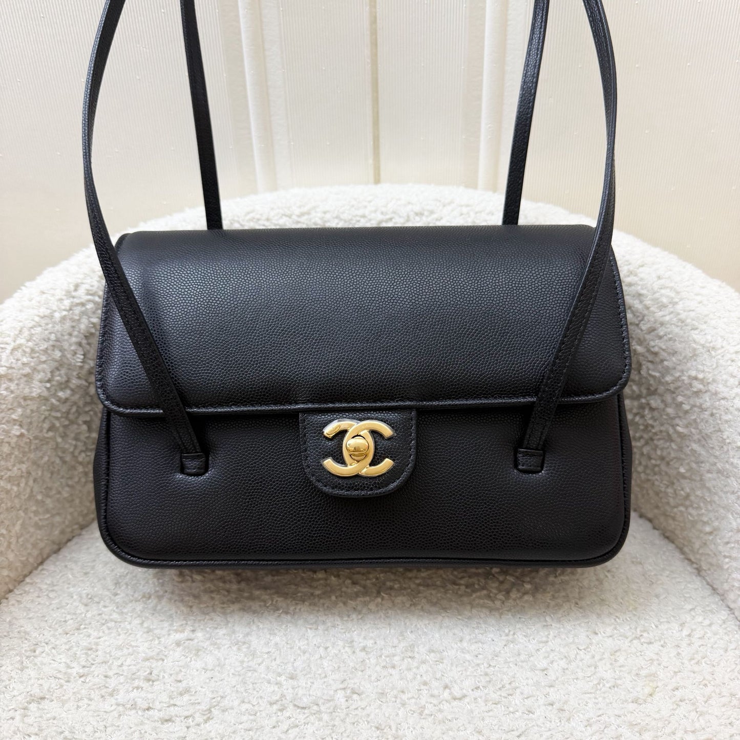 Chanel Preppy Coco Small Flap Bag in Black Caviar and GHW (Model: )