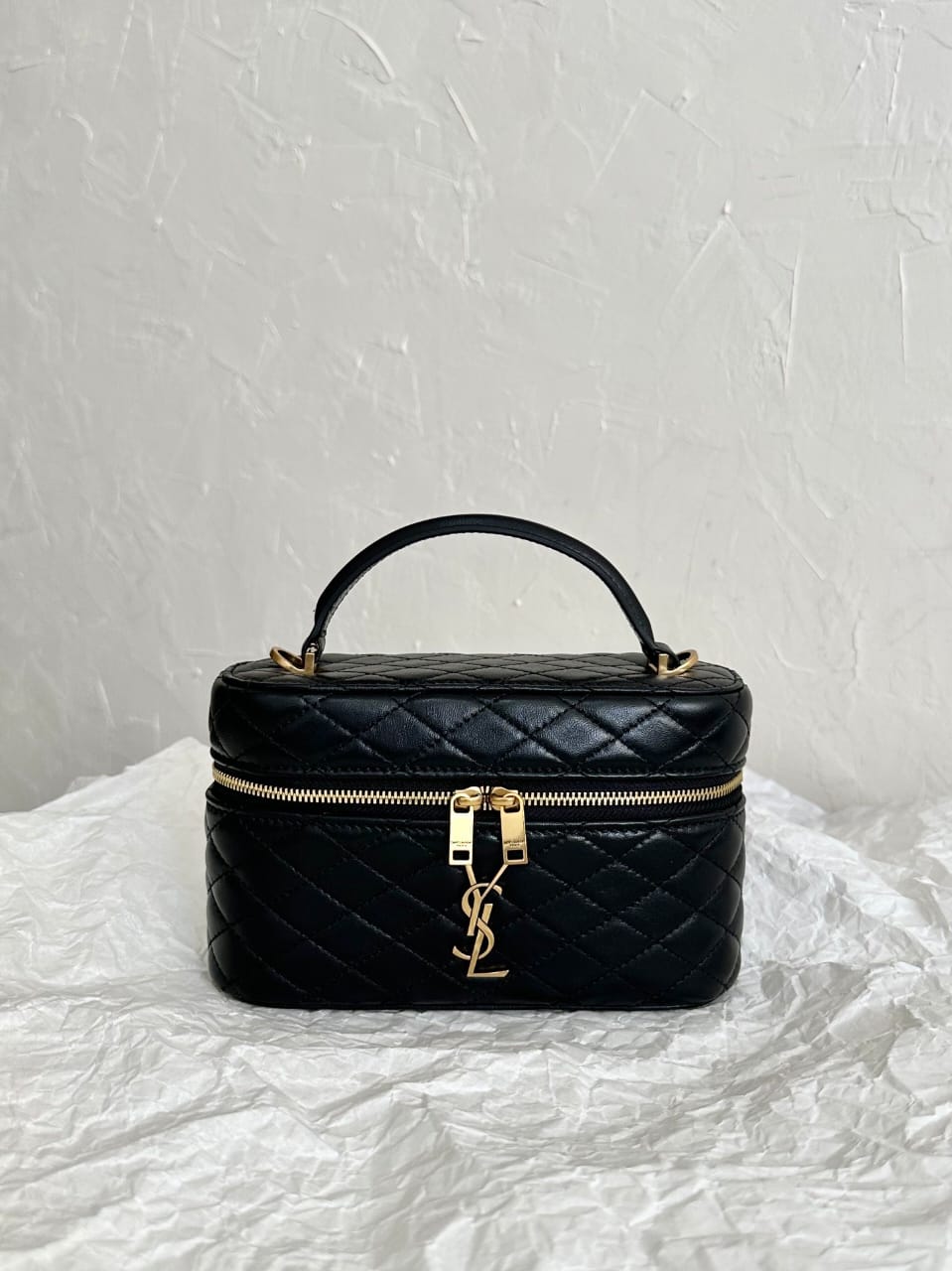 YSL Saint Laurent Gaby Vanity Shoulder Bag Hardware Leather Gold