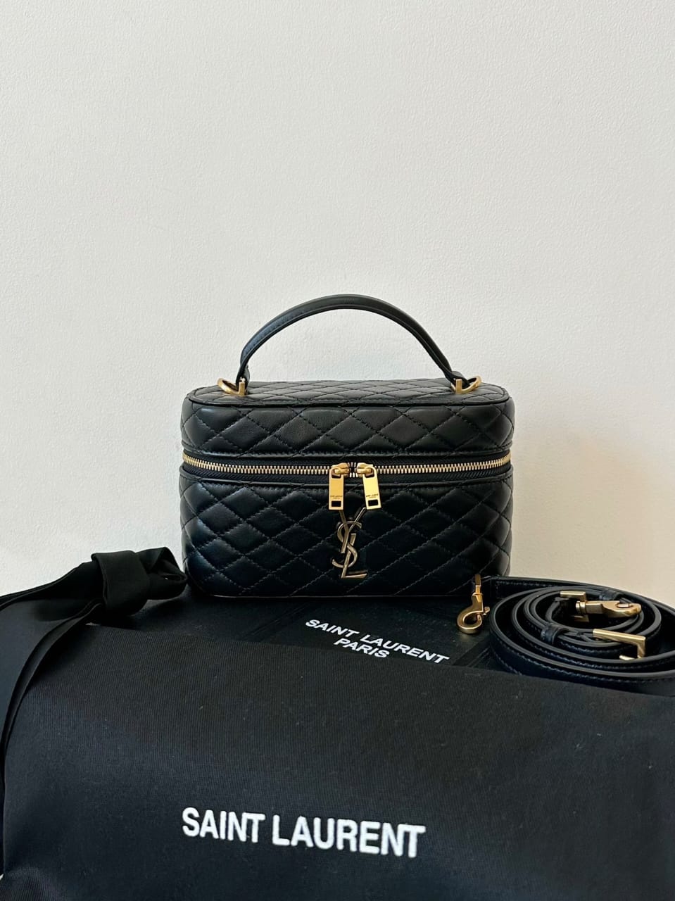 YSL Saint Laurent Gaby Vanity Shoulder Bag Hardware Leather Gold