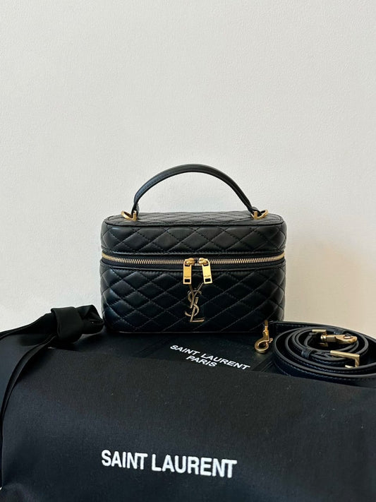 YSL Saint Laurent Gaby Vanity Shoulder Bag Hardware Leather Gold