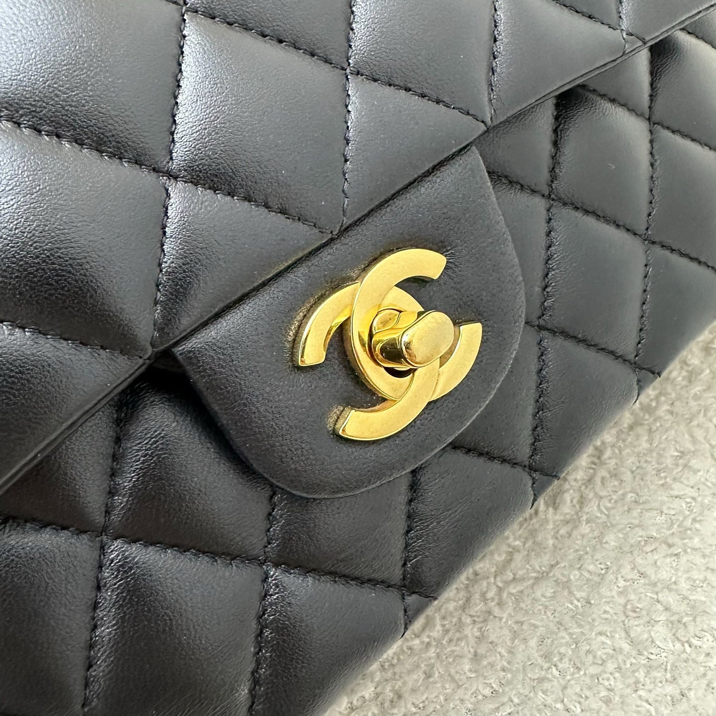 Chanel Medium Classic Flap CF in Black Lambskin and GHW (Model: ) Accessory