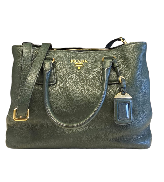 Prada Handbag Daino Shopping Tote Vitello Green Tote Bag