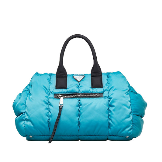 Prada Tessuto Bomber Luxury Handbag Nylon Blue Travel Bag