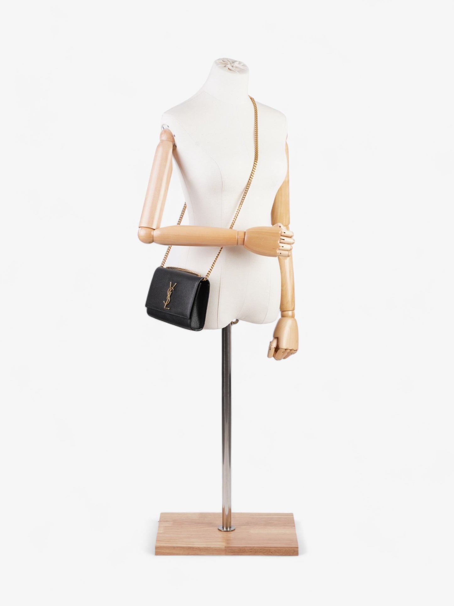 YSL Saint Laurent Kate Shoulder Bag Leather Black Small