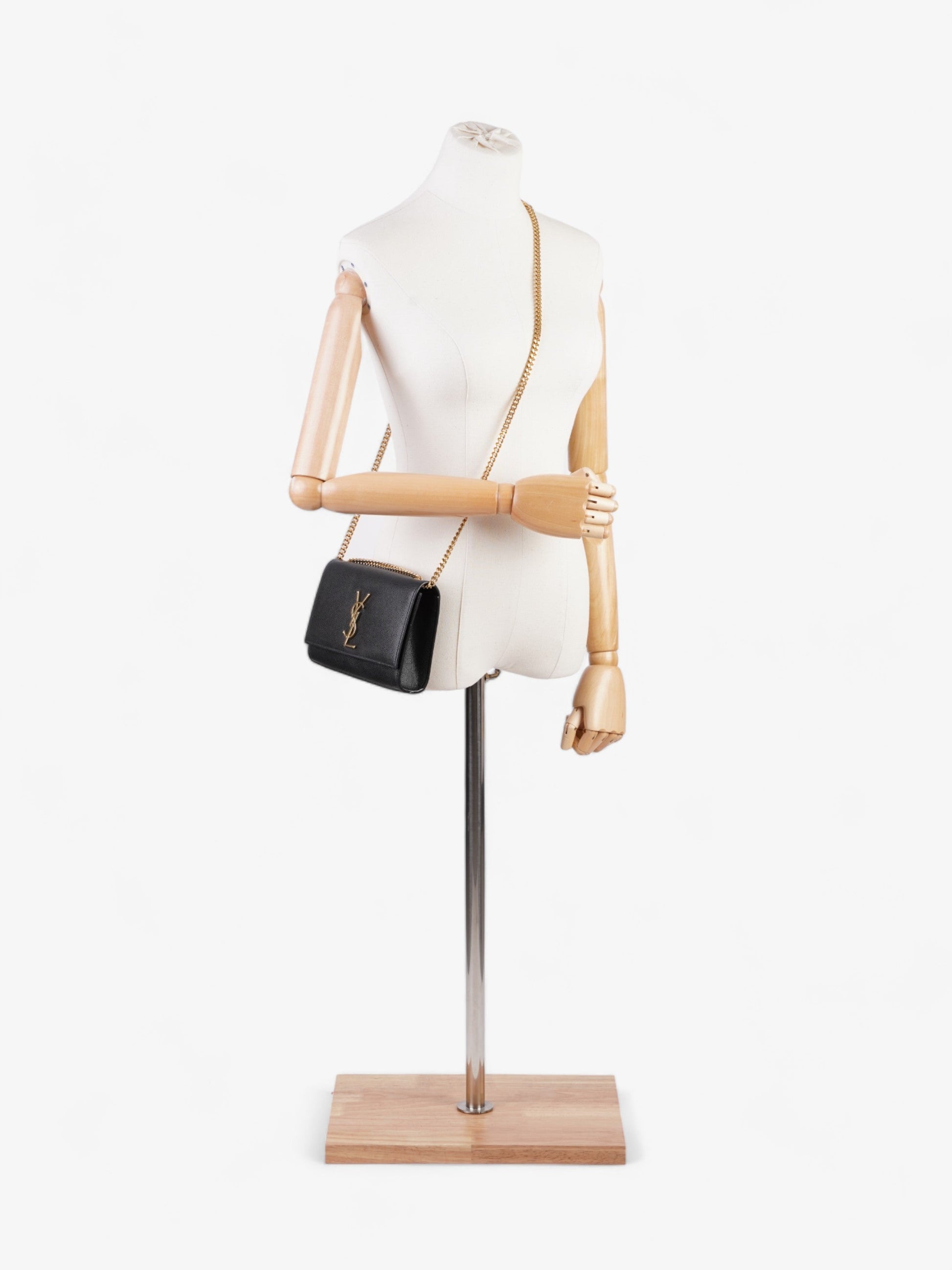 YSL Saint Laurent Kate Shoulder Bag Leather Black Small