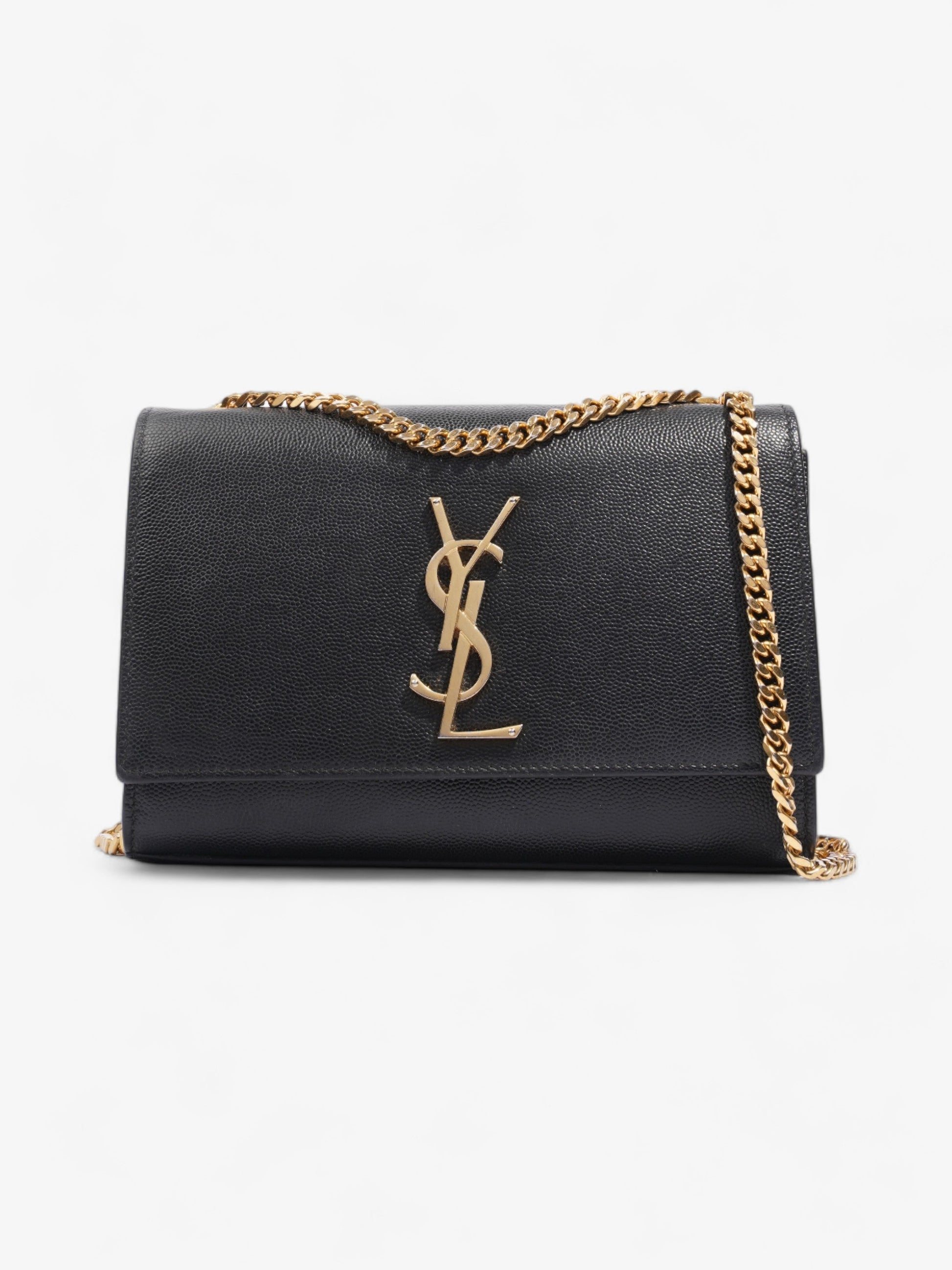 YSL Saint Laurent Kate Shoulder Bag Leather Black Small