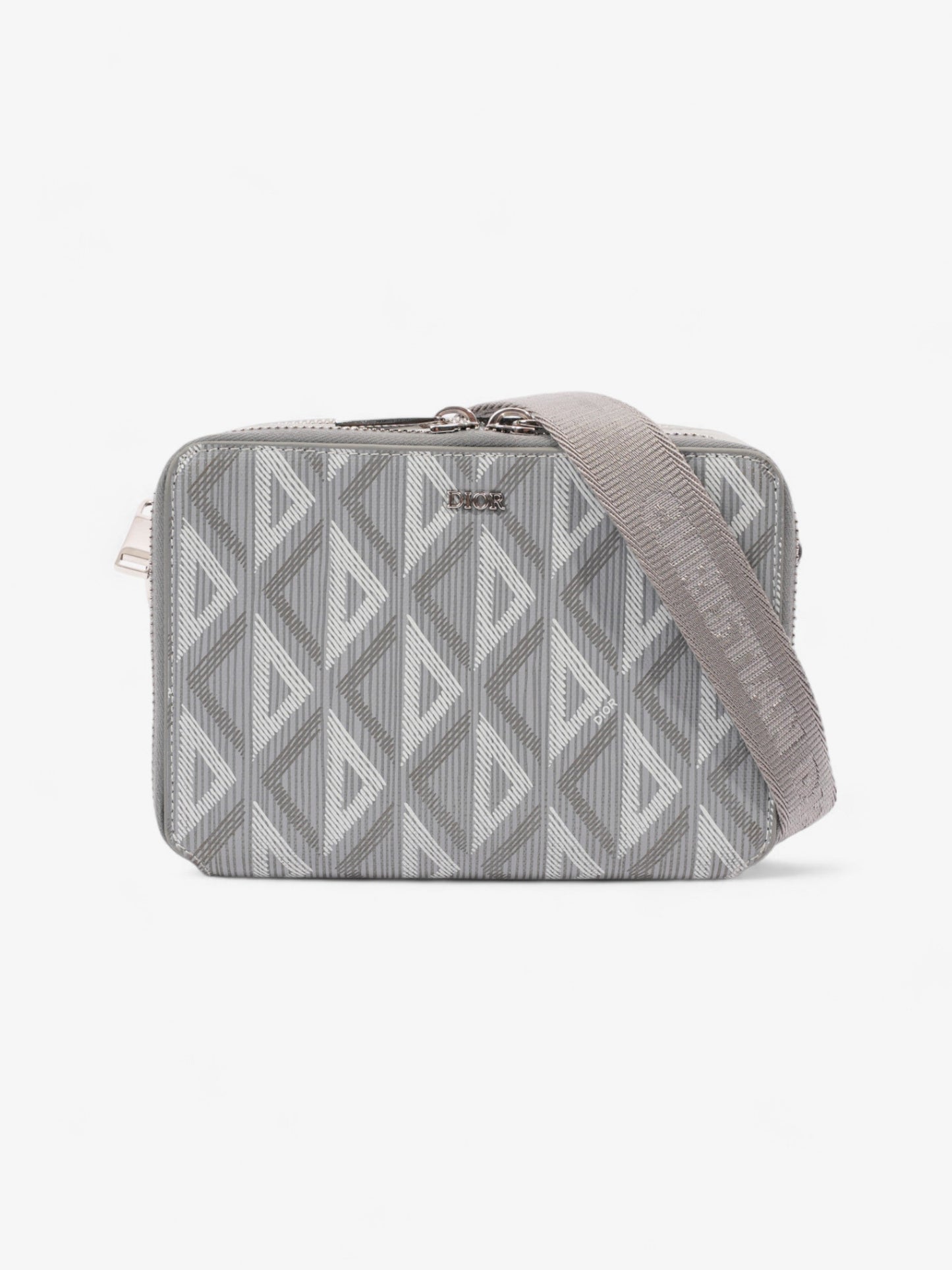 Dior Christian Zipped Pouch With Strap Grey Cd Diamond Canvas Gray Crossbody Bag
