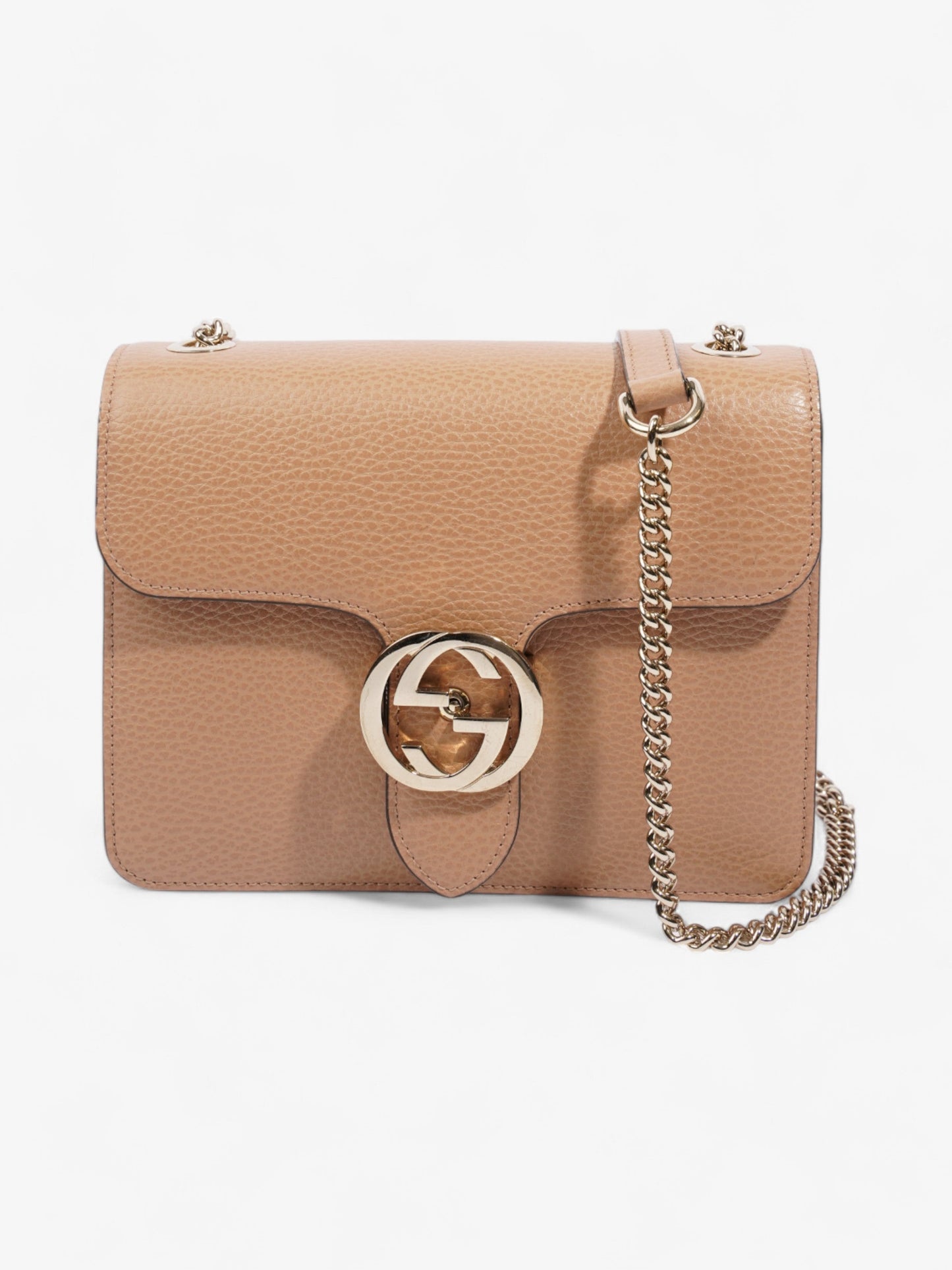 Gucci Interlocking Crossbody Bag Leather Beige