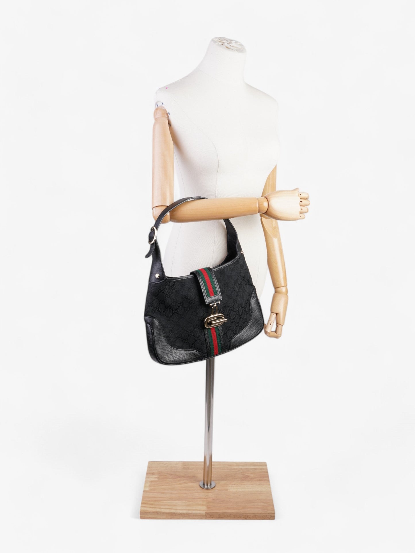 Gucci Jackie Shoulder Bag Canvas Black Black Canvas
