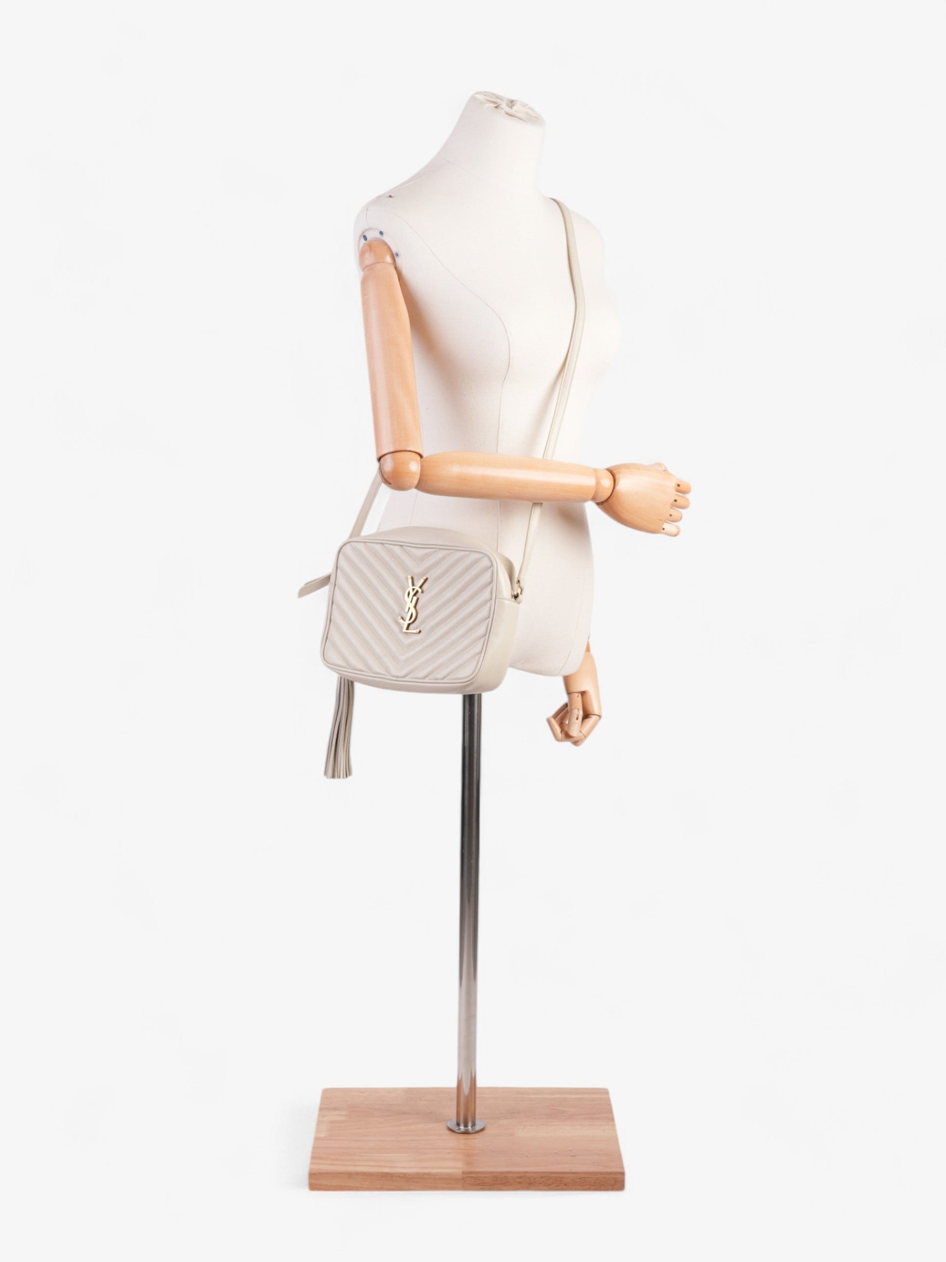 YSL Saint Laurent Lou Camera Bag Leather Matelasse Cream Crossbody Bag