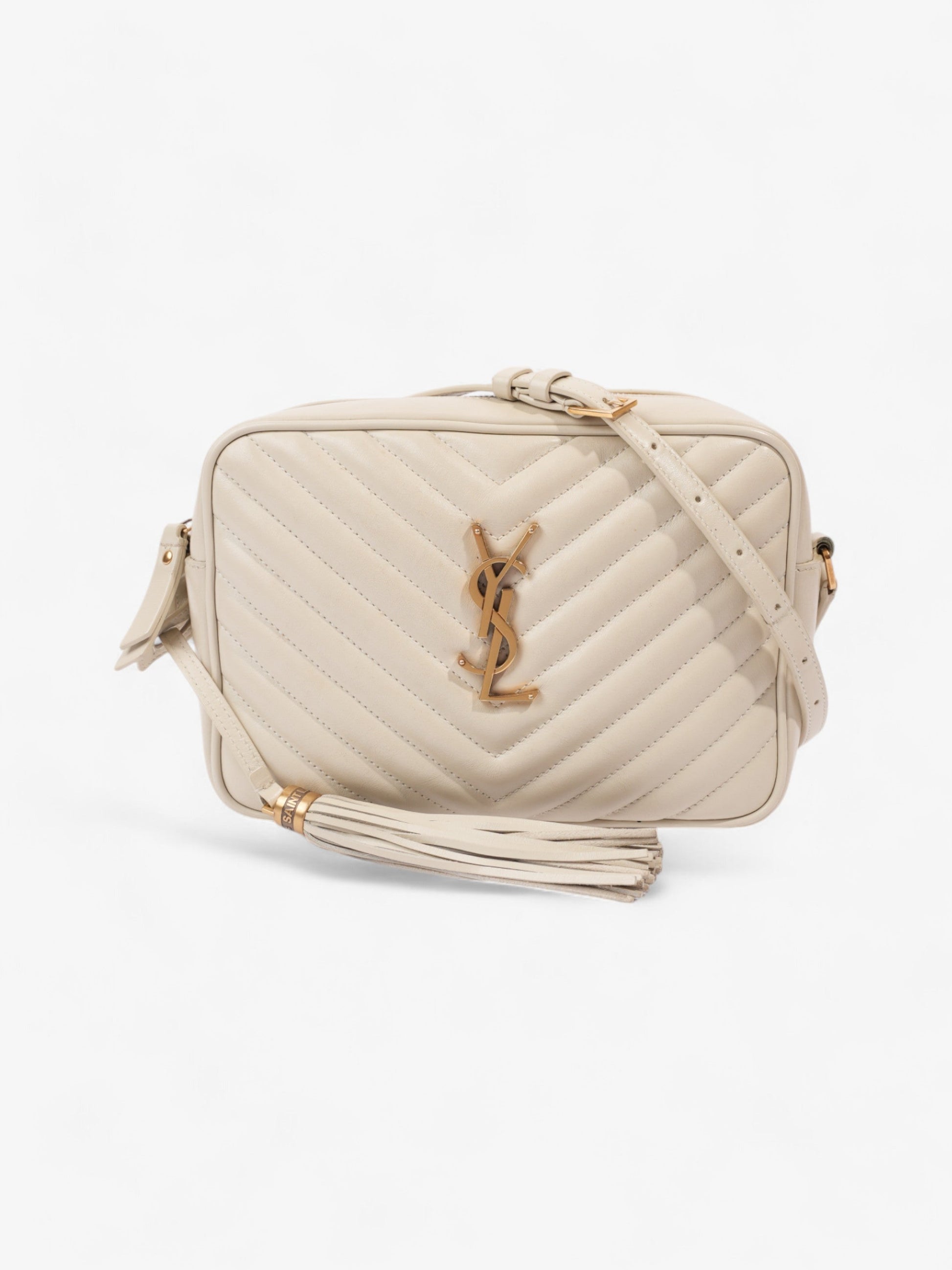 YSL Saint Laurent Lou Camera Bag Leather Matelasse Cream Crossbody Bag