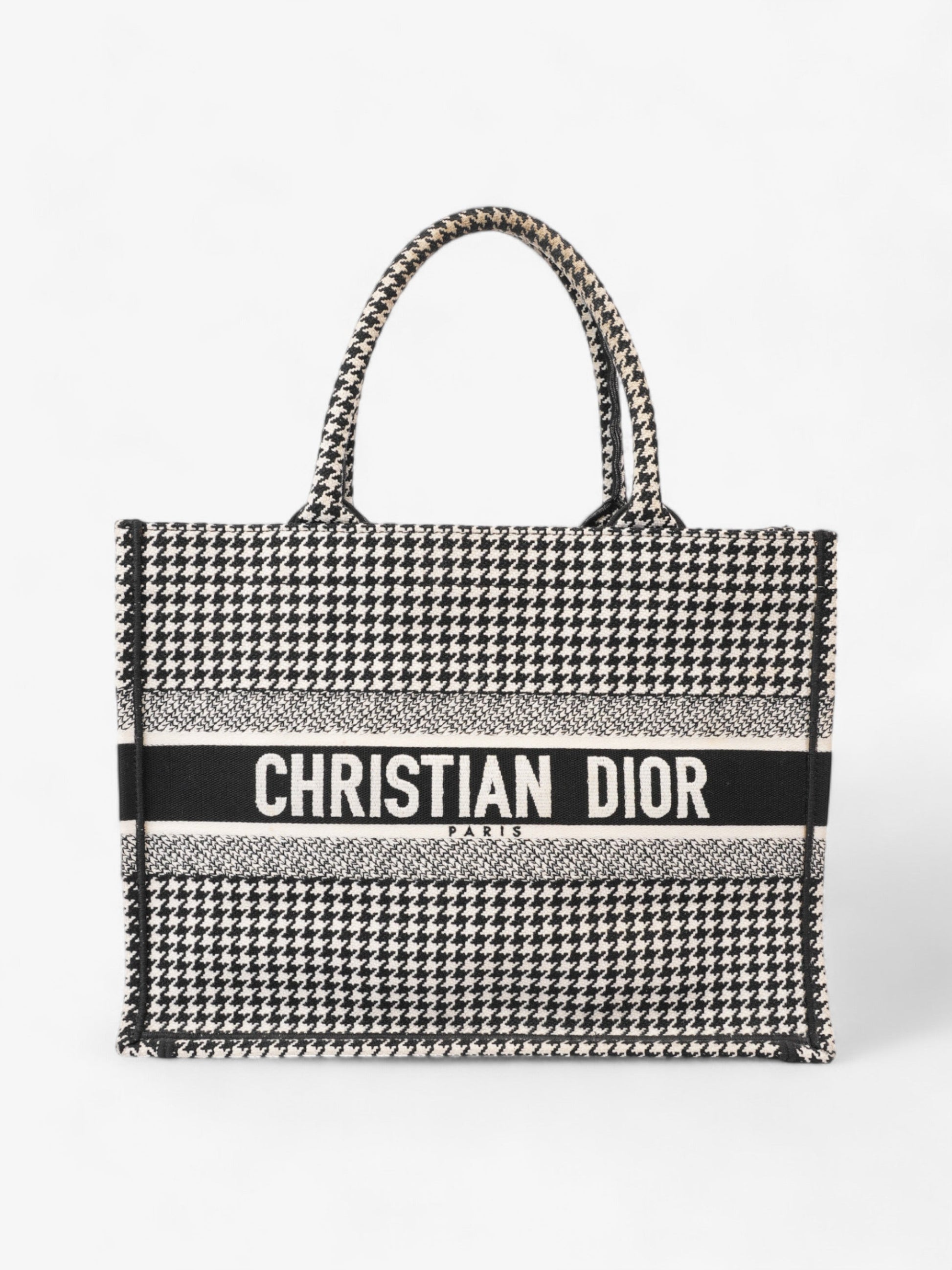 Dior Christian Book Tote Canvas Black White Tote Bag