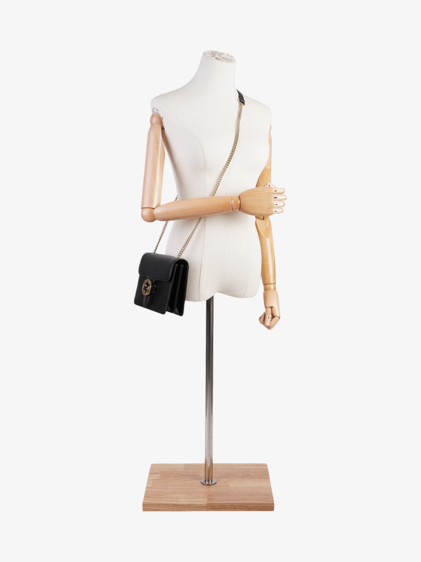 Gucci Interlocking Shoulder Bag Leather Black