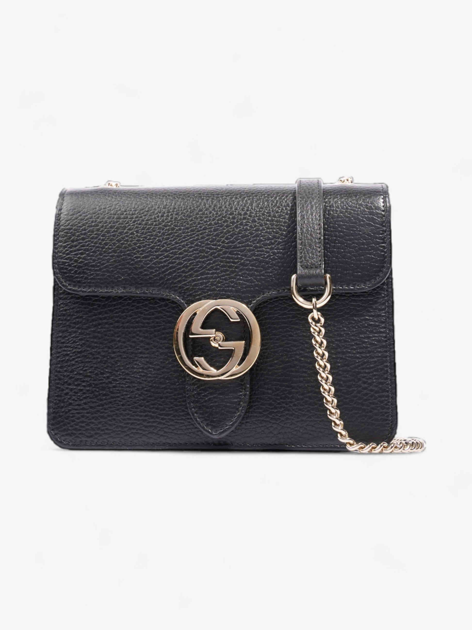 Gucci Interlocking Shoulder Bag Leather Black