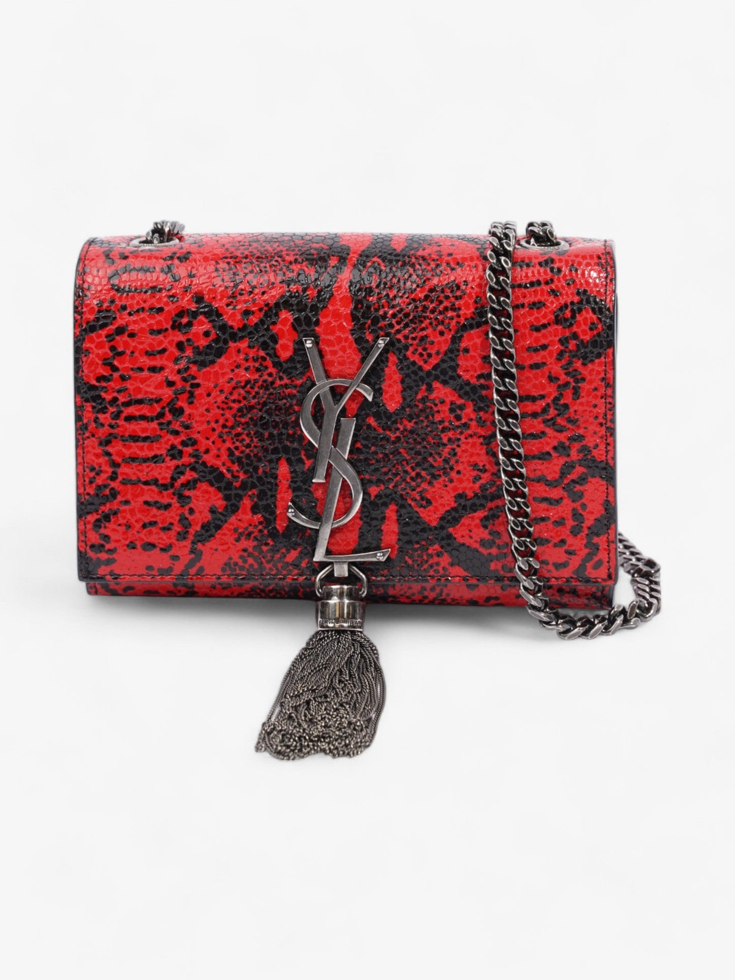 YSL Saint Laurent Kate Tassel Calfskin Crossbody Bag Leather Black Red