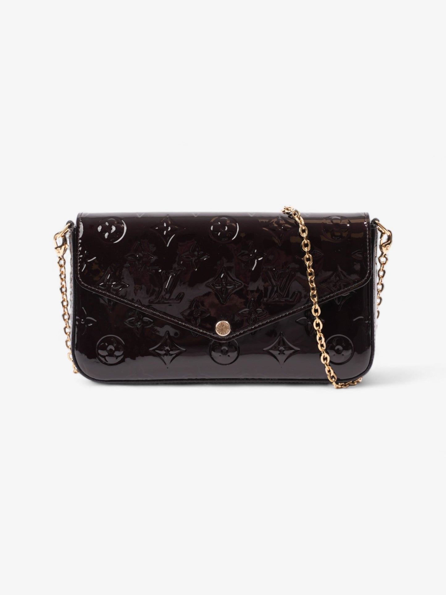 Louis Vuitton Pochette Felicie Maroon Vernis Leather Clutch Bag