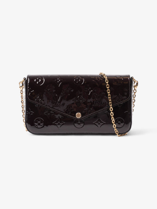 Louis Vuitton Pochette Felicie Maroon Vernis Leather Clutch Bag