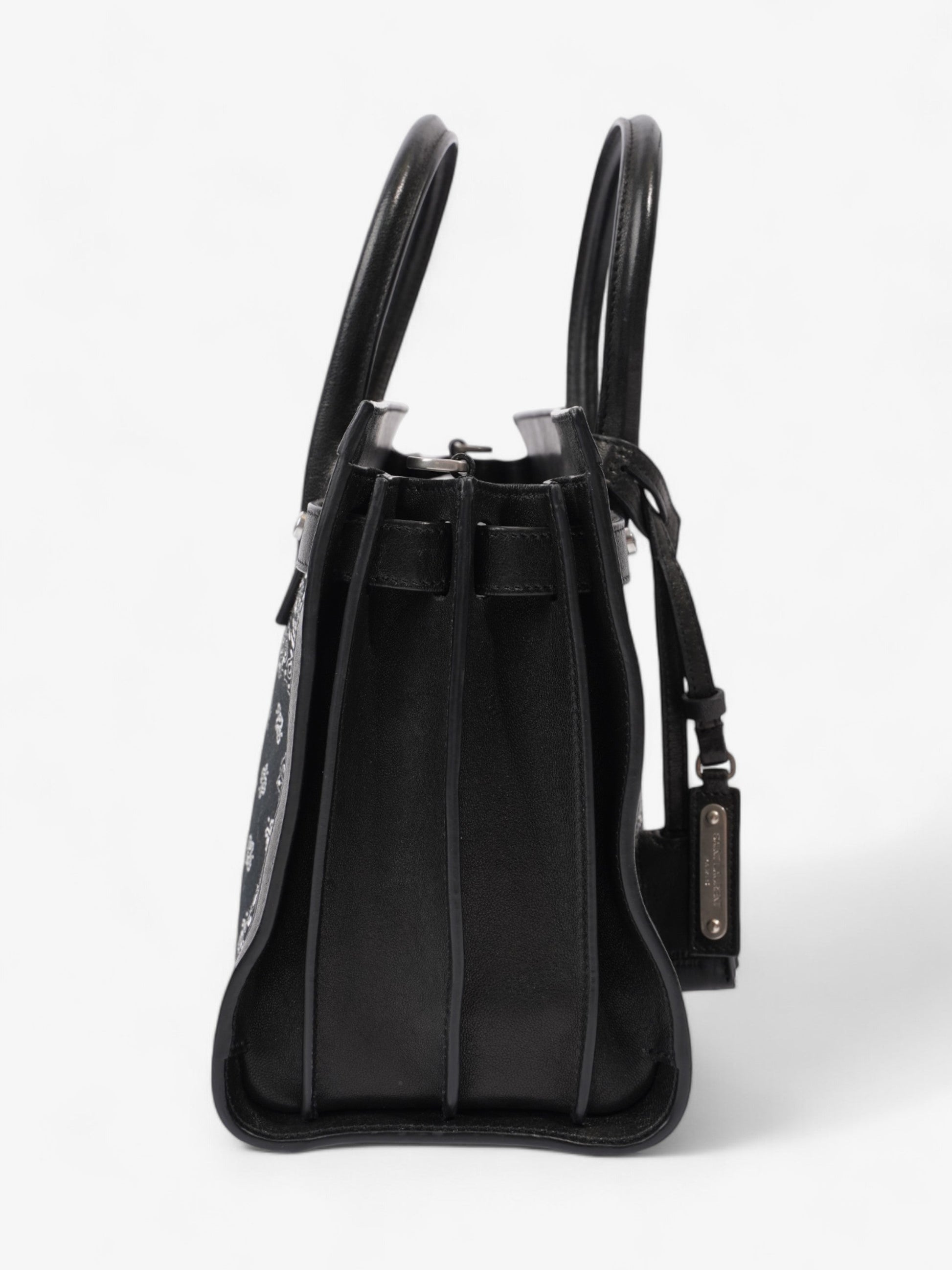 YSL Saint Laurent Sac De Jour Bandana Calfskin Crossbody Bag Leather Black White