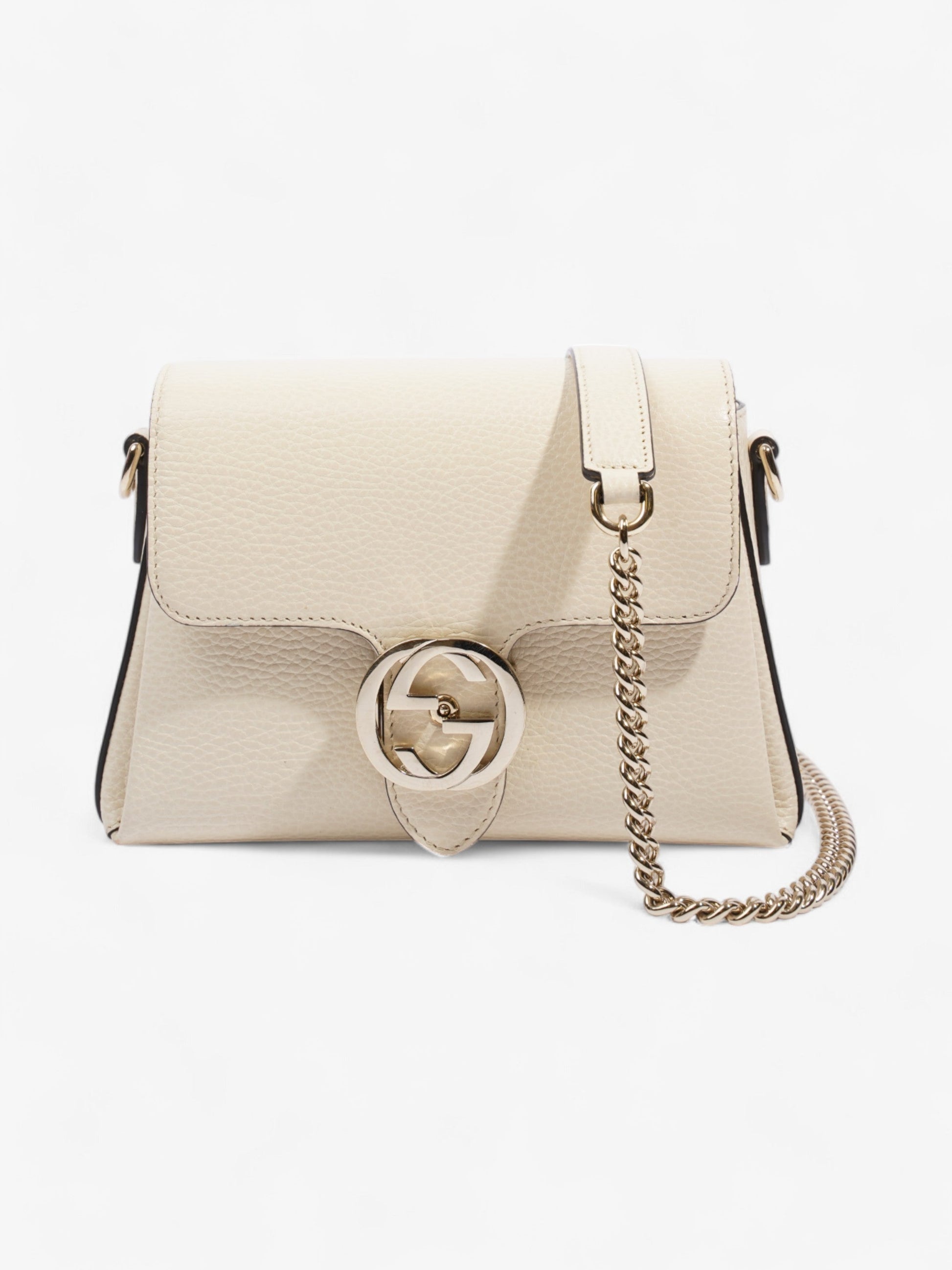 Gucci Interlocking Dollar Bag Ivory Calfskin Leather Small Crossbody Bag