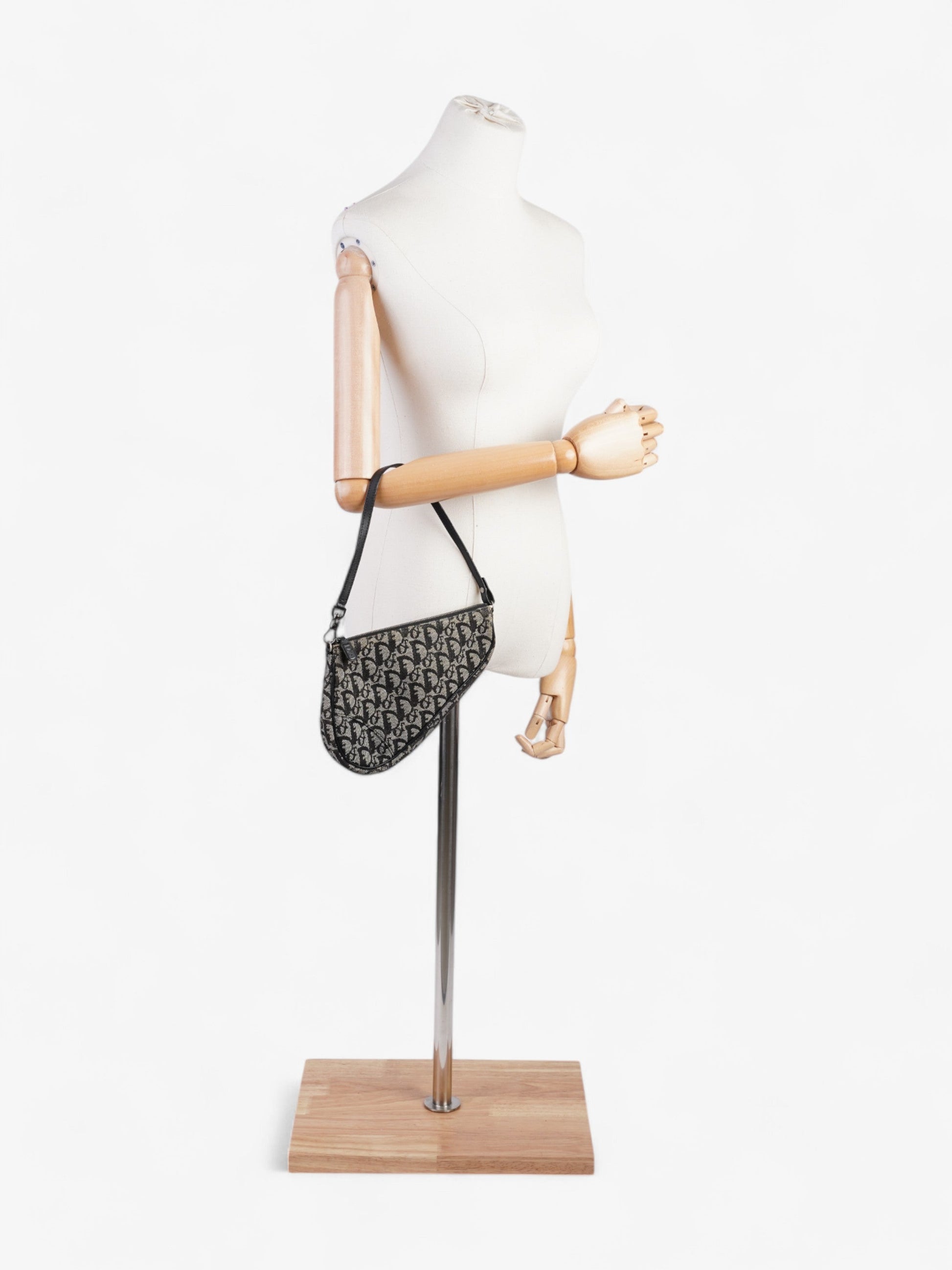 Dior Christian Trotter Saddle Pouch Oblique Shoulder Bag Canvas Black