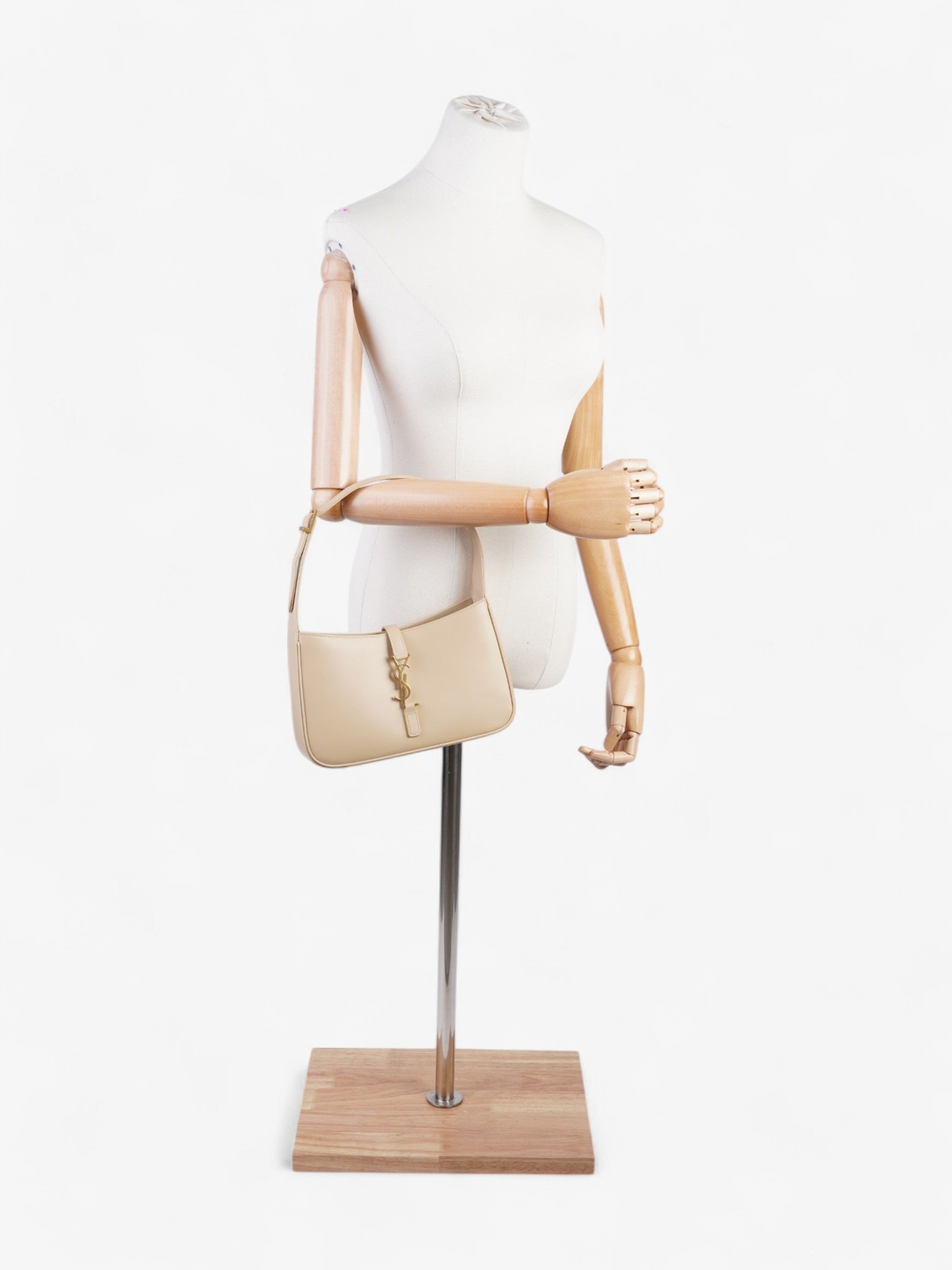 YSL Saint Laurent Le Hobo Nude Calfskin Leather Shoulder Bag