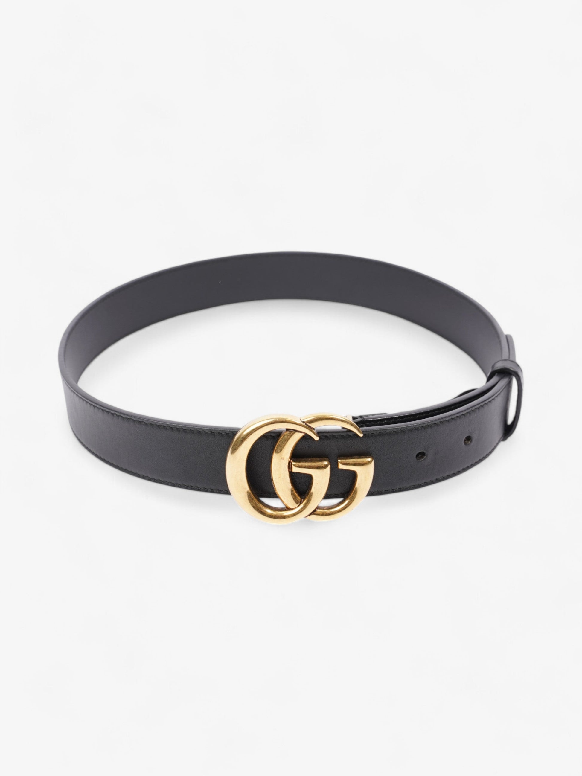 Gucci Marmont Belt Handbag Leather Black Accessory 70Cm 28