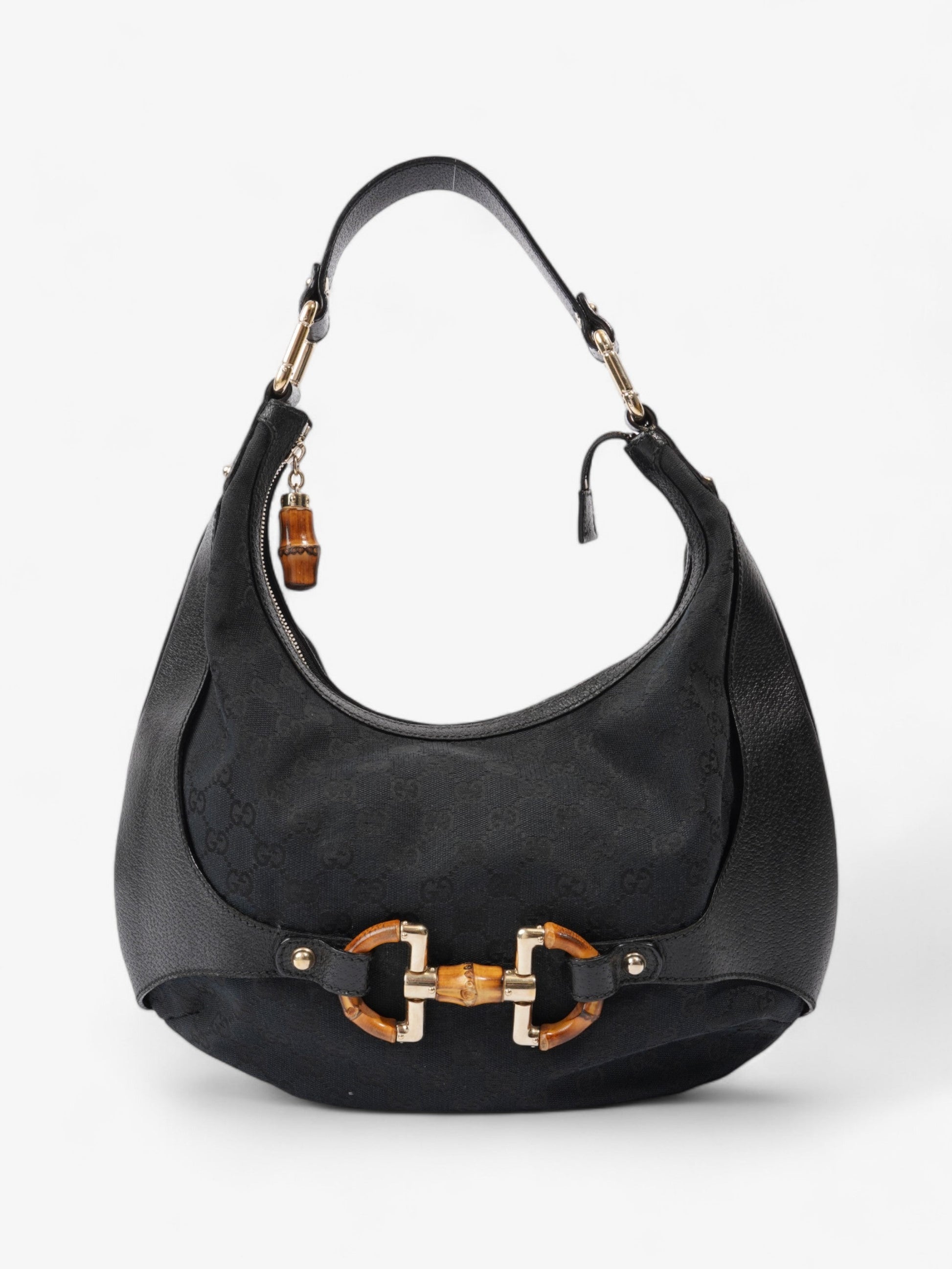 Gucci Amalfi Horsebit Hobo Supreme Canvas Black Shoulder Bag