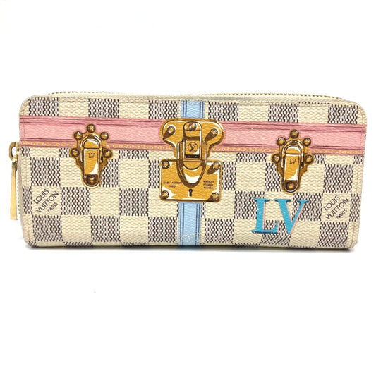 Louis Vuitton Long Purse N60109 Damier Azur Canvas White Wallet Case
