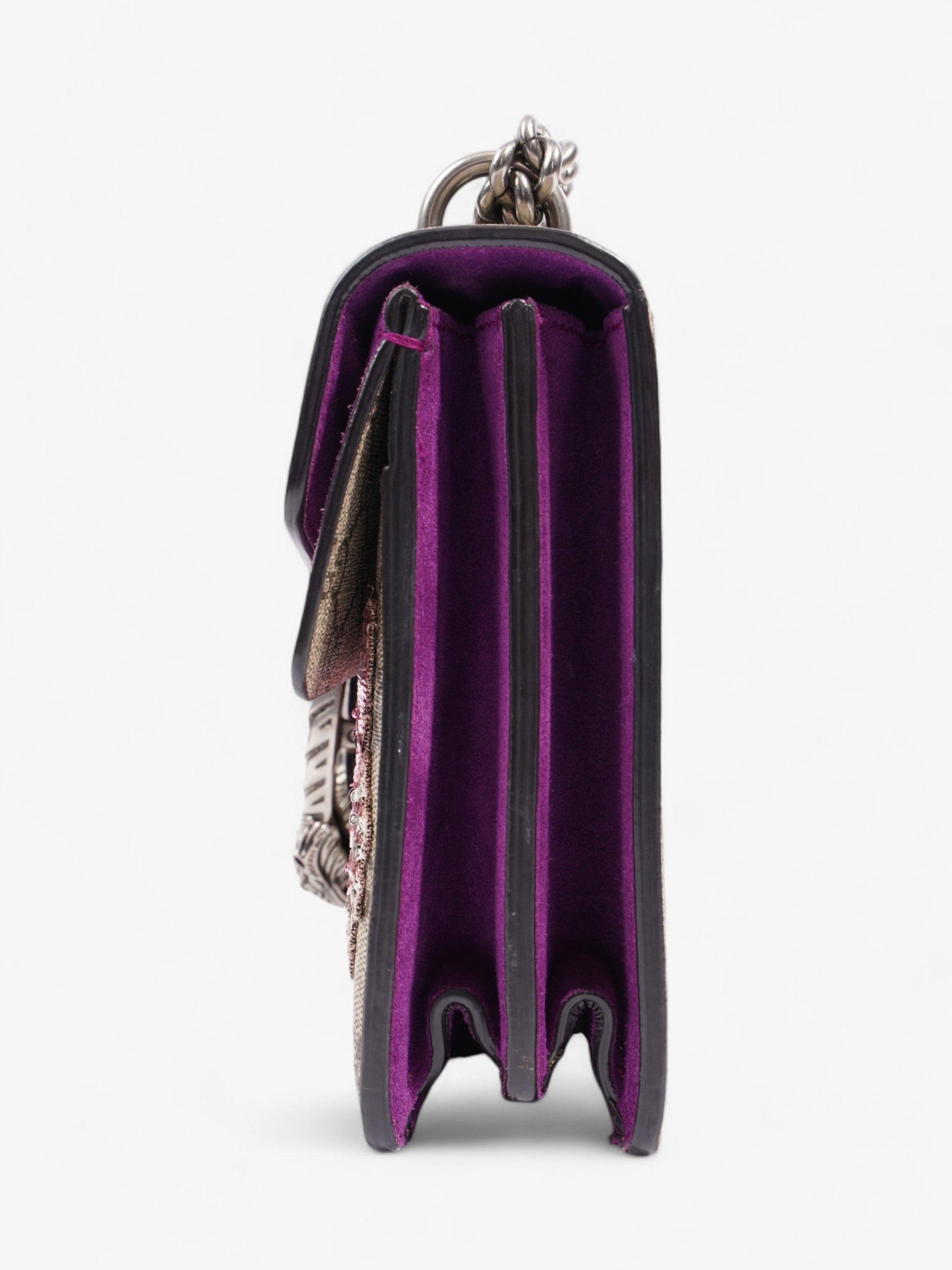 Gucci Embroidered Dionysus Supreme Purple Shoulder Bag Canvas