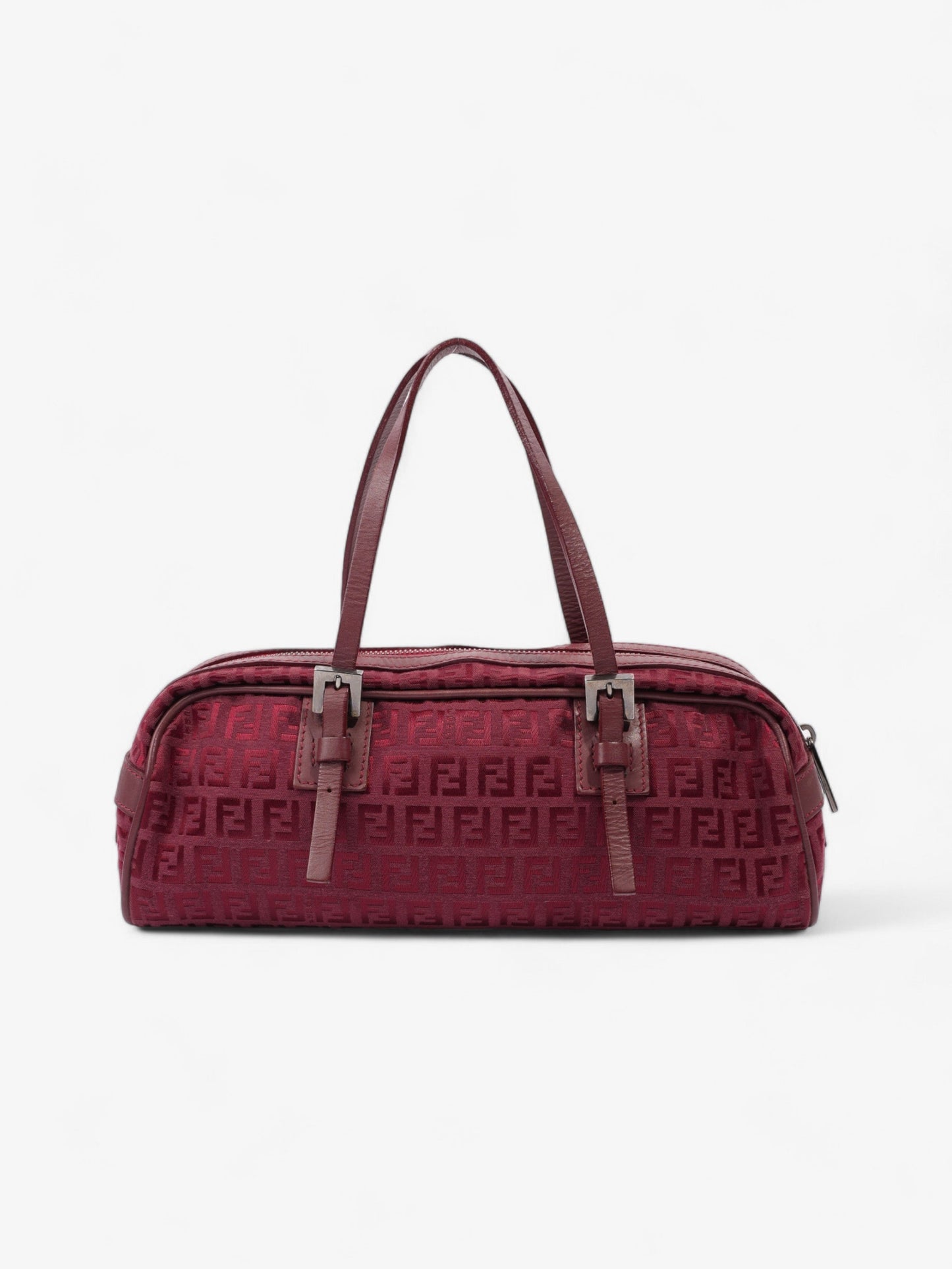 Fendi Zucchino Handbag Canvas Red Travel Bag