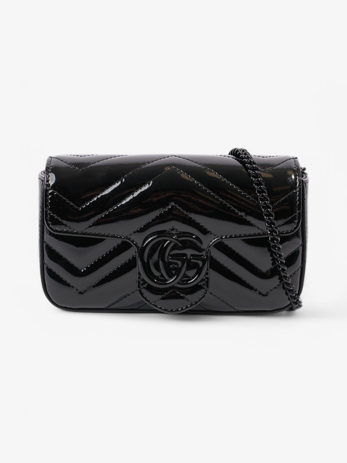 Gucci Marmont Patent Super Crossbody Bag Leather Black Mini 2