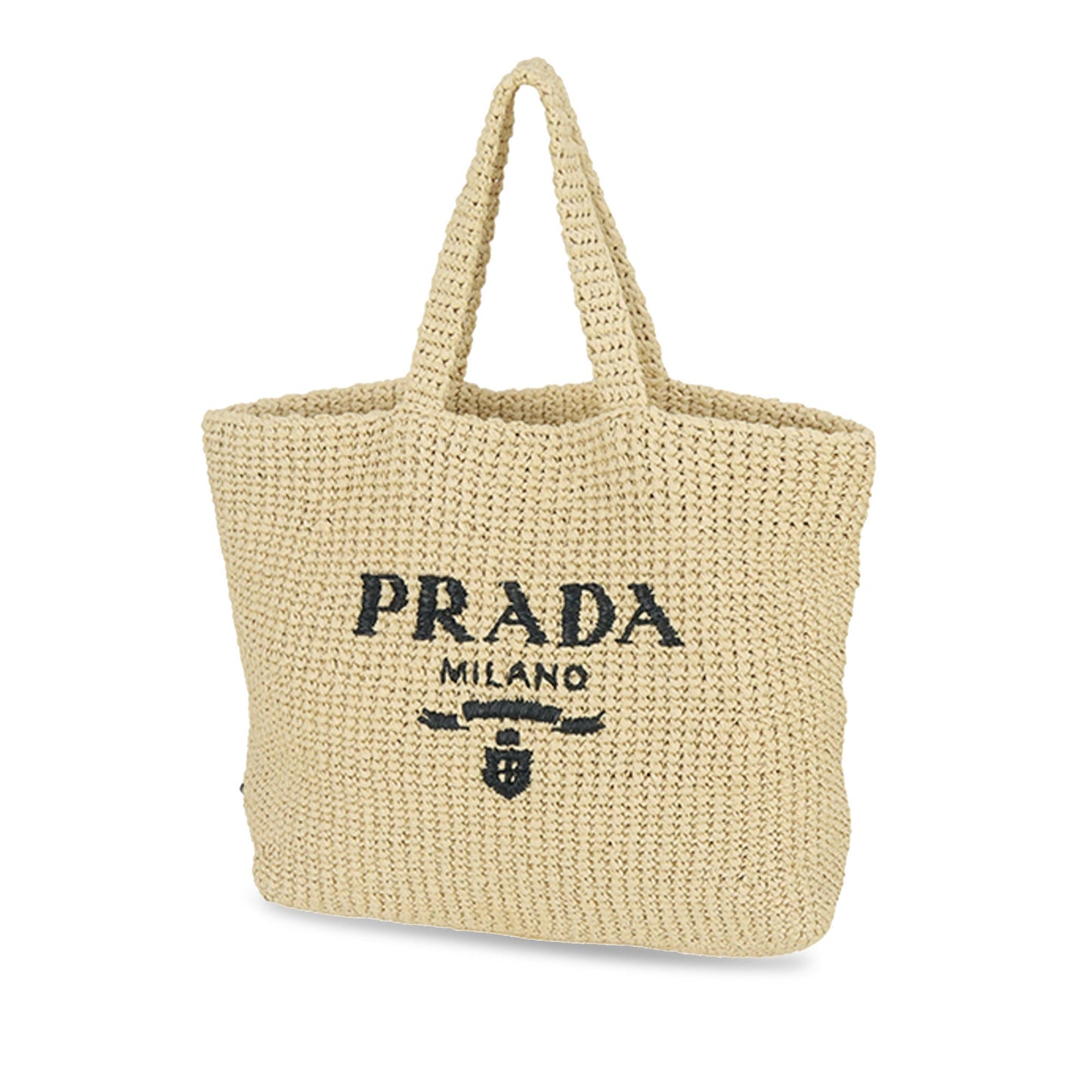 Prada Tote Bag Raffia Brown Logo
