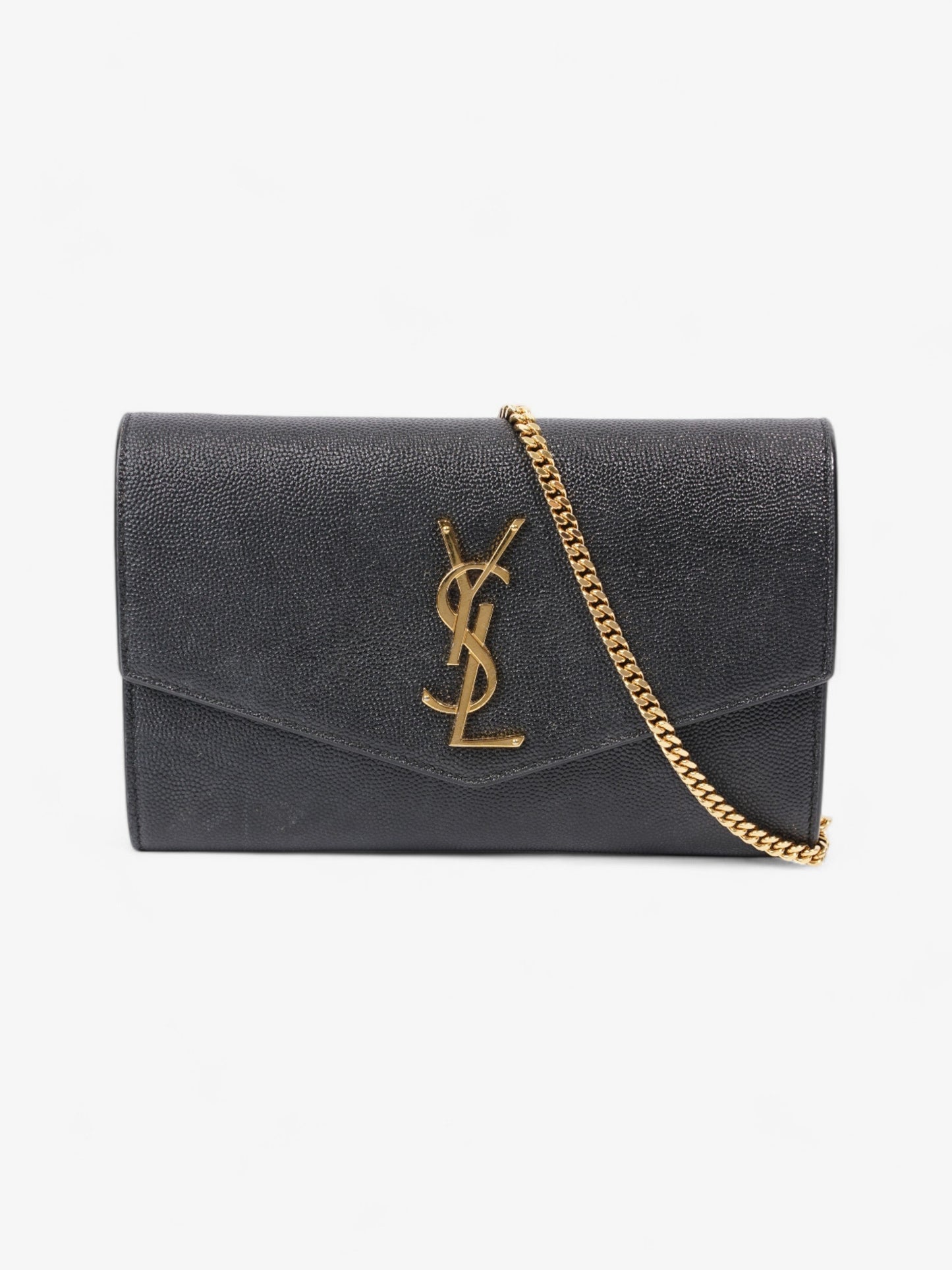 YSL Saint Laurent Envelope Grained Crossbody Bag Leather Black
