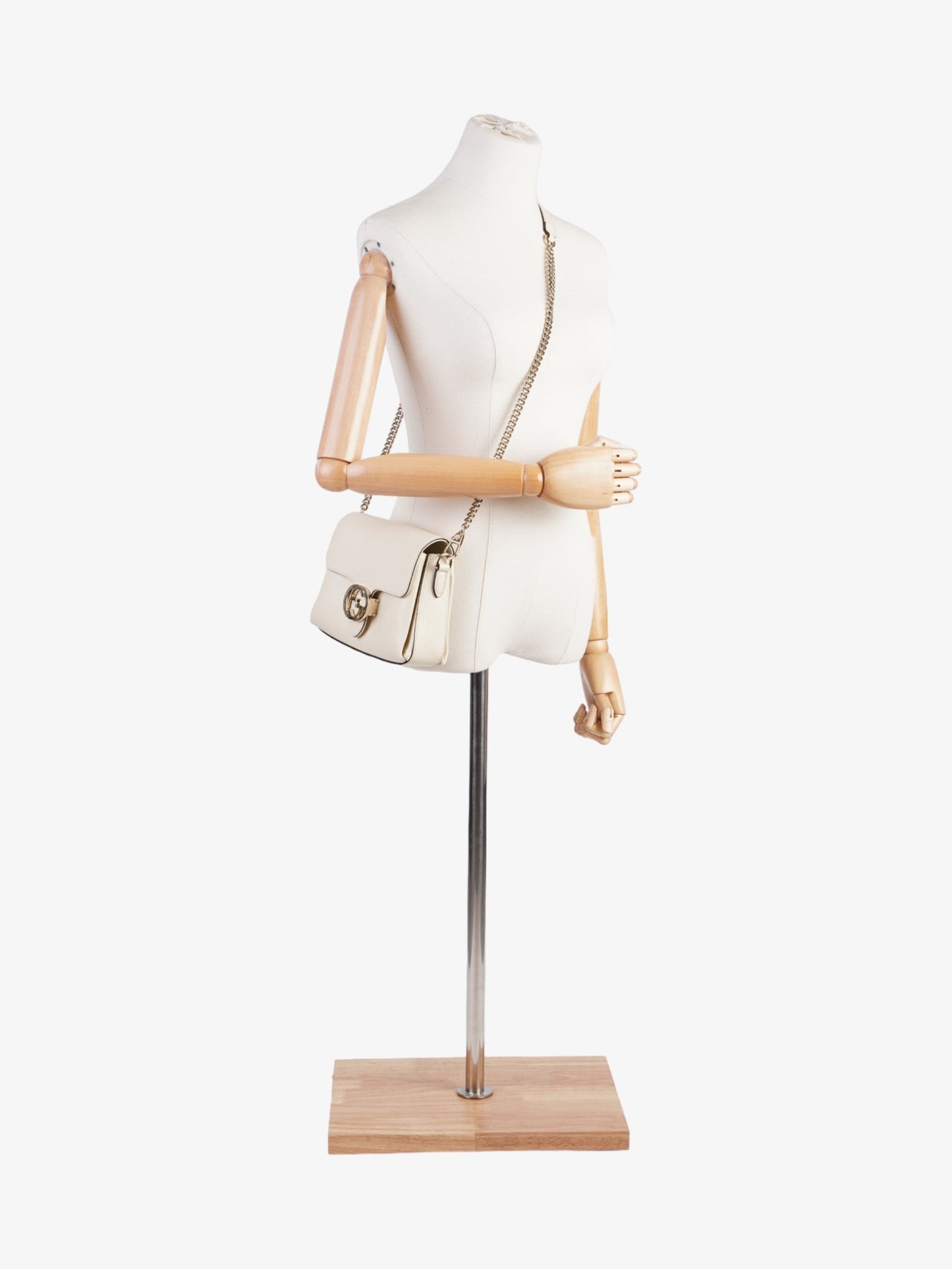 Gucci Interlocking Dollar Bag Leather White Crossbody Bag