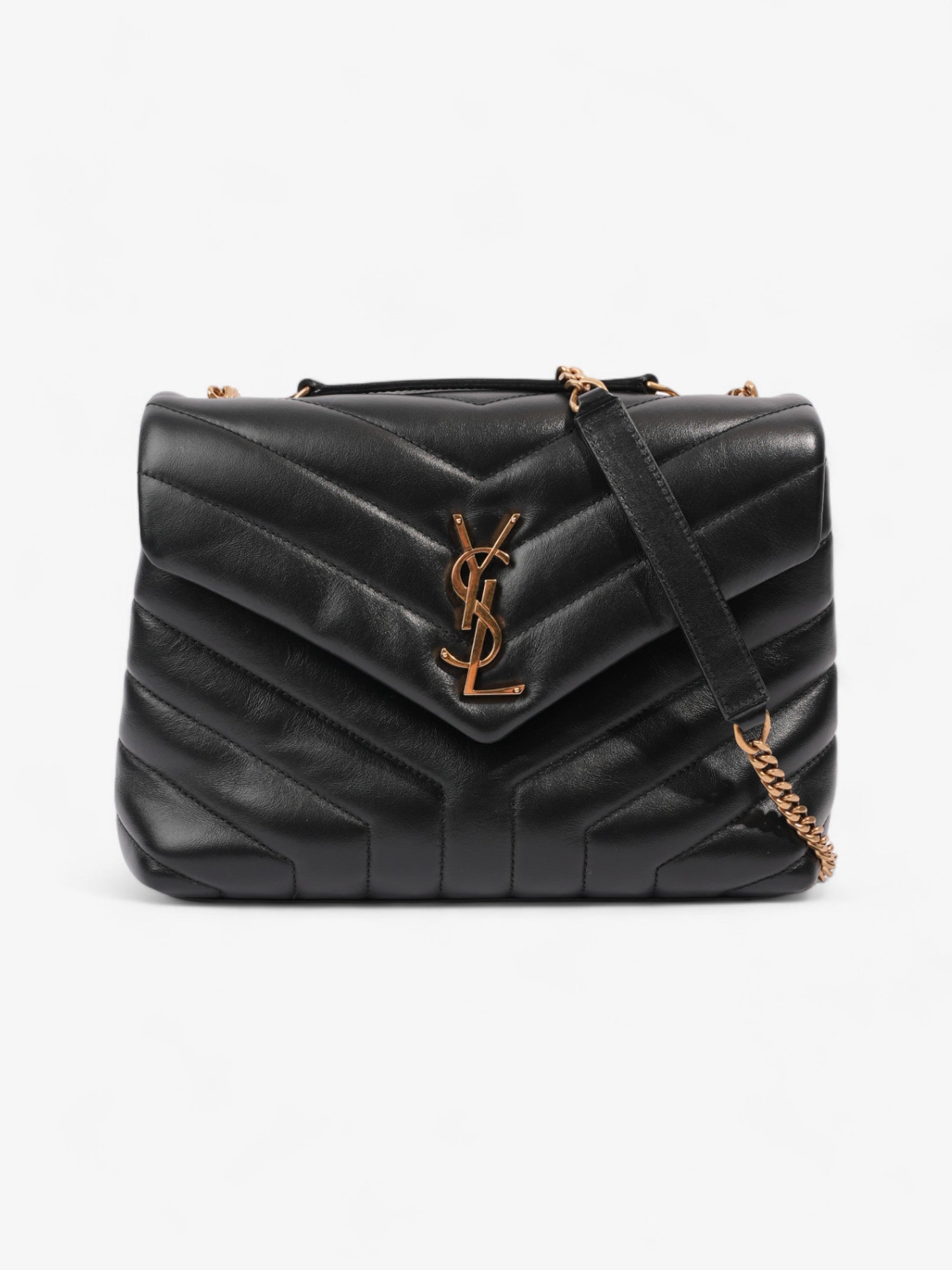 YSL Saint Laurent Loulou Shoulder Bag Leather Matelasse Black Matelasse Leather Medium