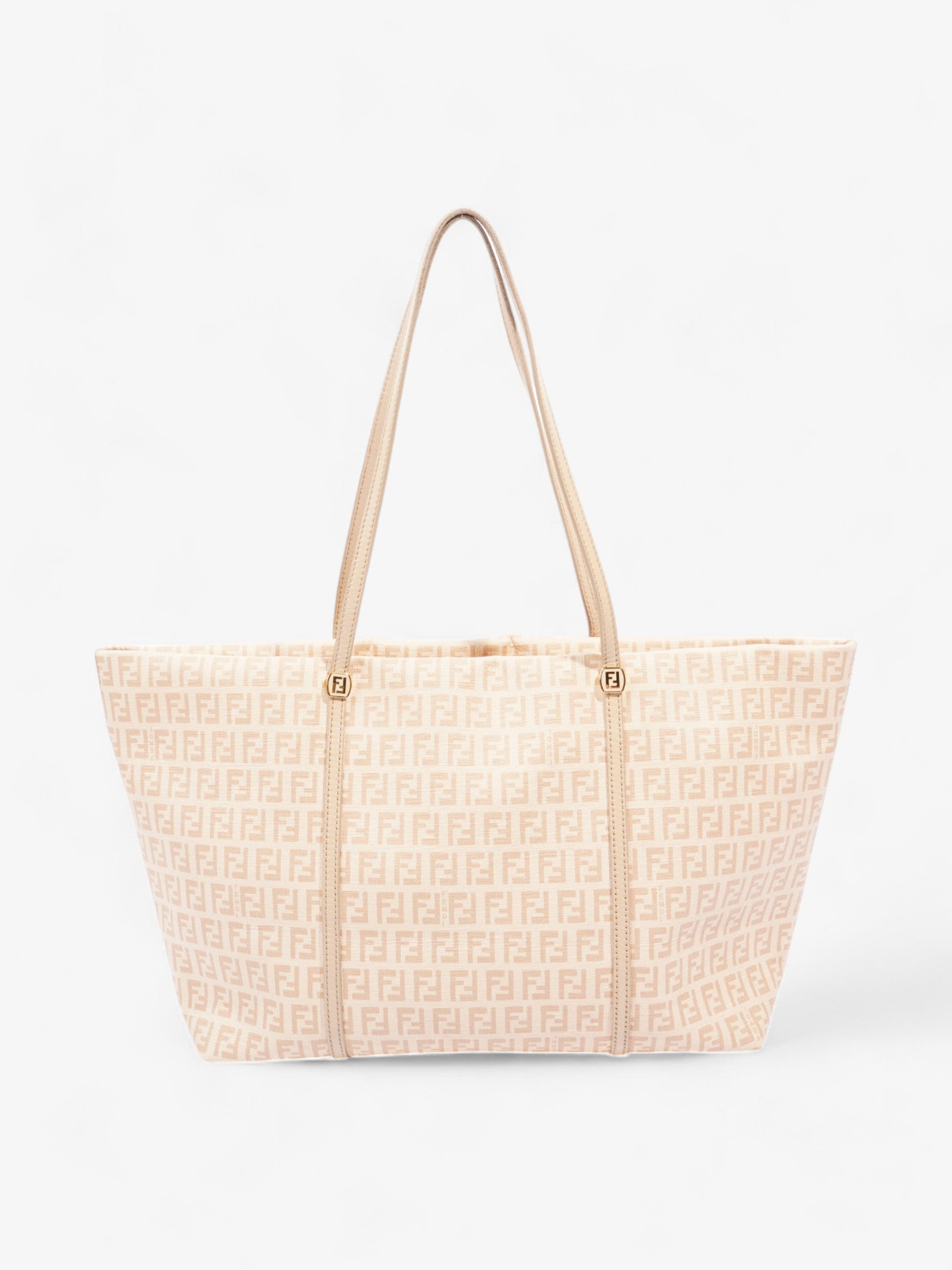 Fendi Zucchino Tote Peach Canvas Shoulder Bag