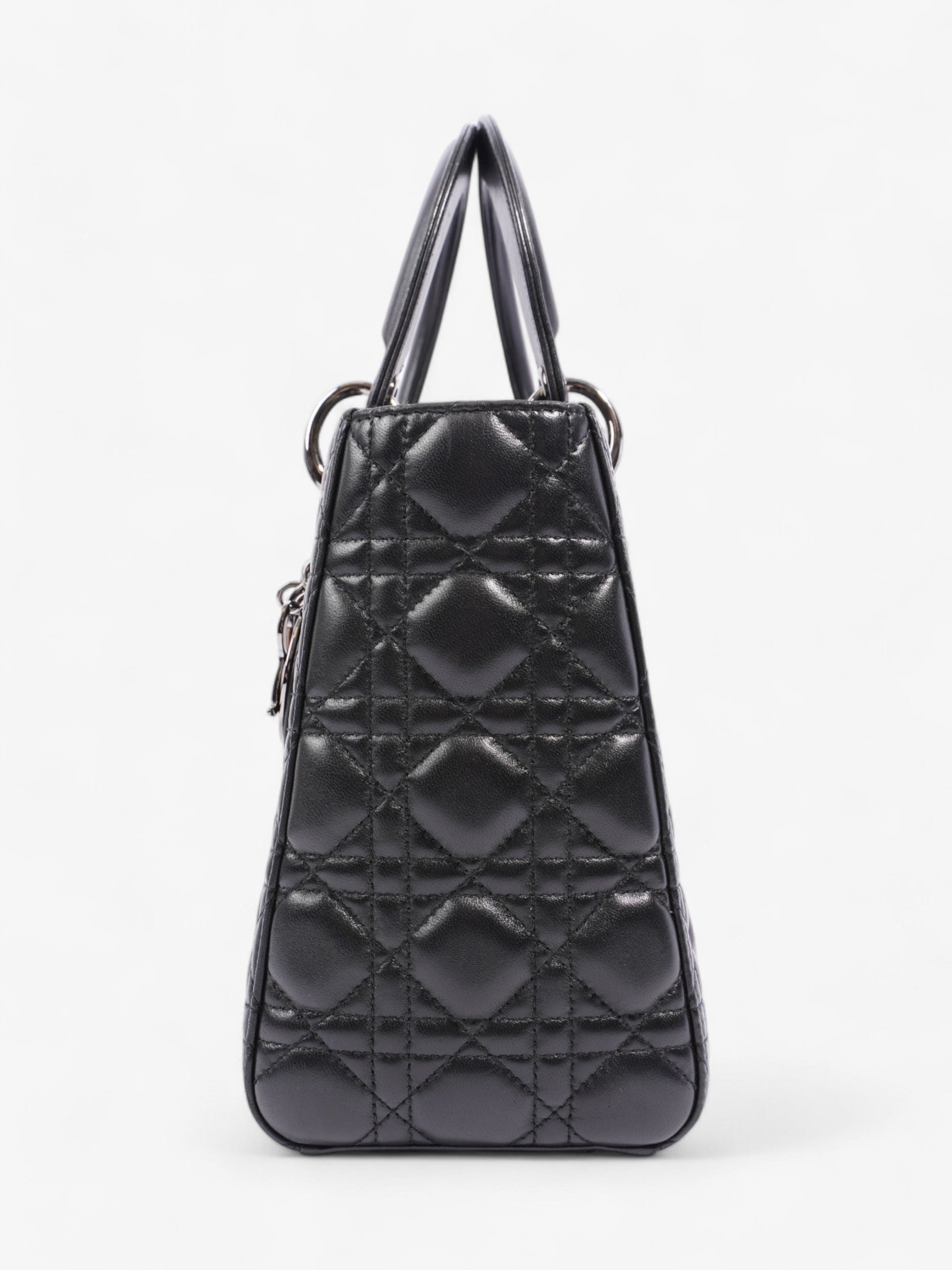 Dior Christian Lady Crossbody Bag Leather Lambskin Black