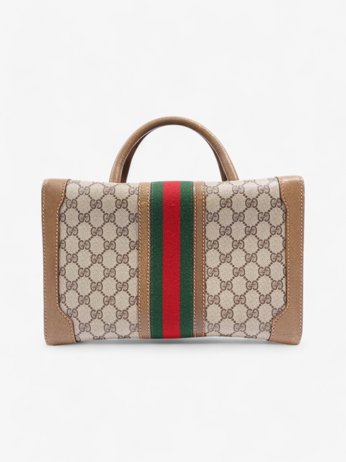 Gucci Hard Train Vanity Case Supreme Coated Handbag Canvas Brown Travel Bag