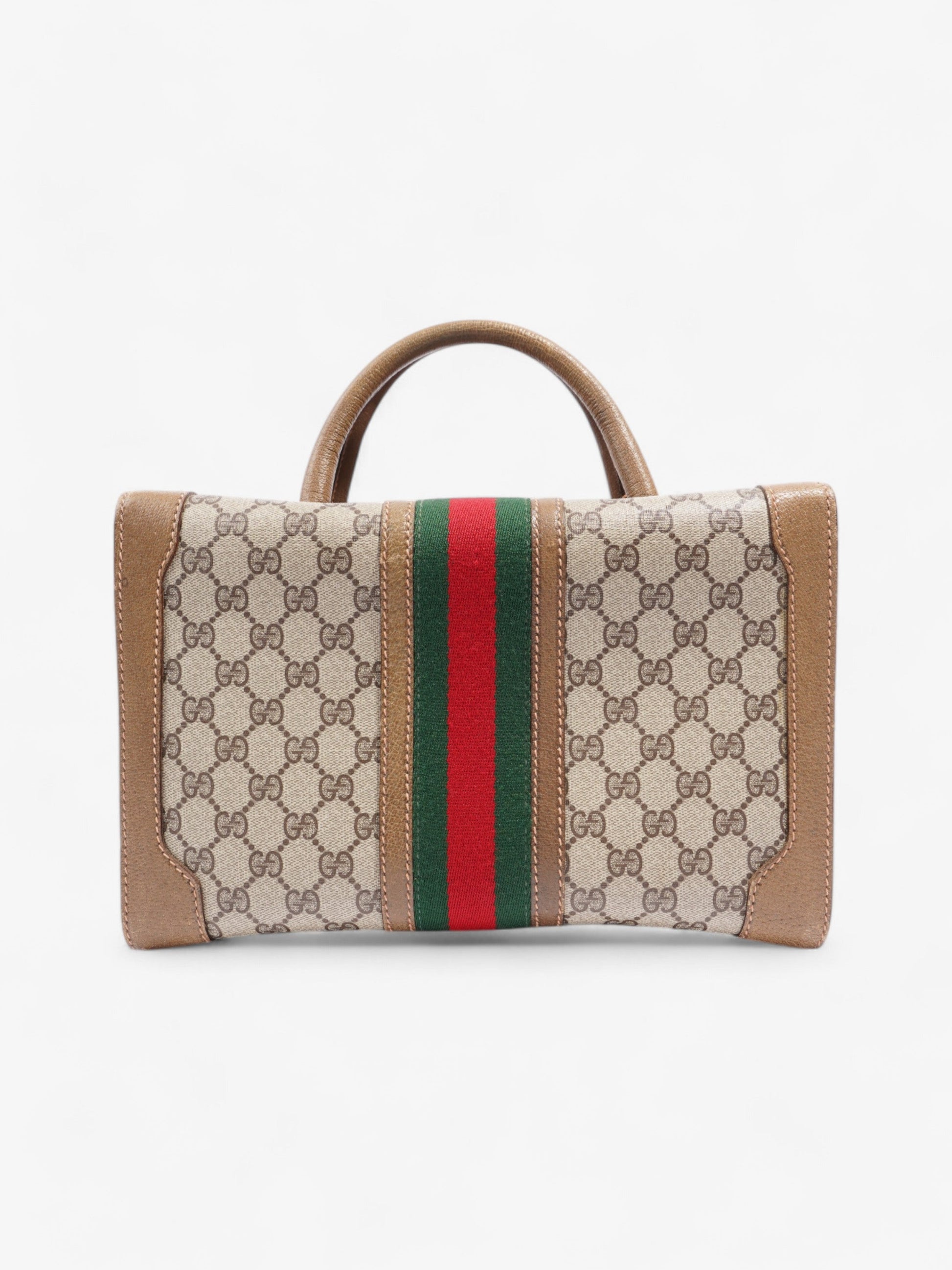 Gucci Hard Train Vanity Case Supreme Coated Handbag Canvas Brown Travel Bag