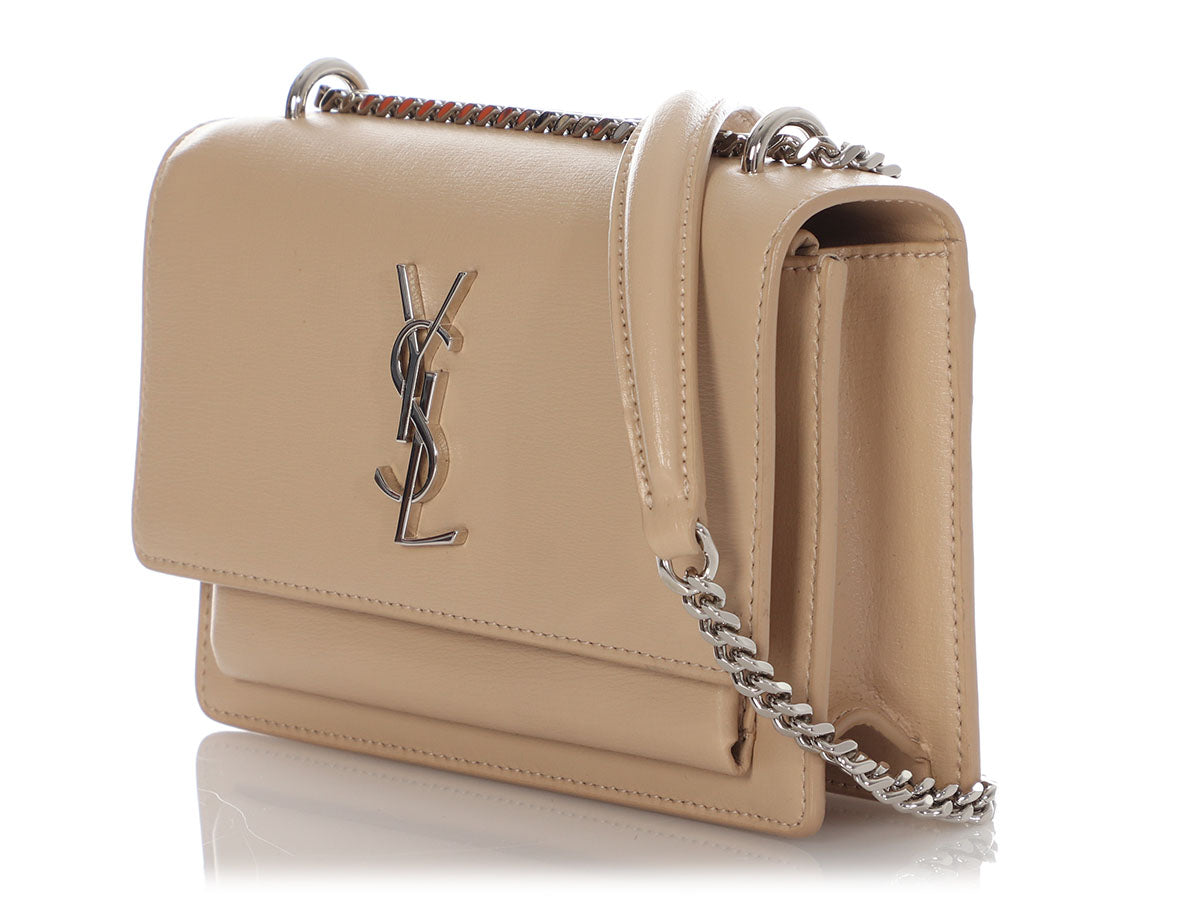 YSL Saint Laurent Sunset Crossbody Bag Beige Small Small Beige Sunset